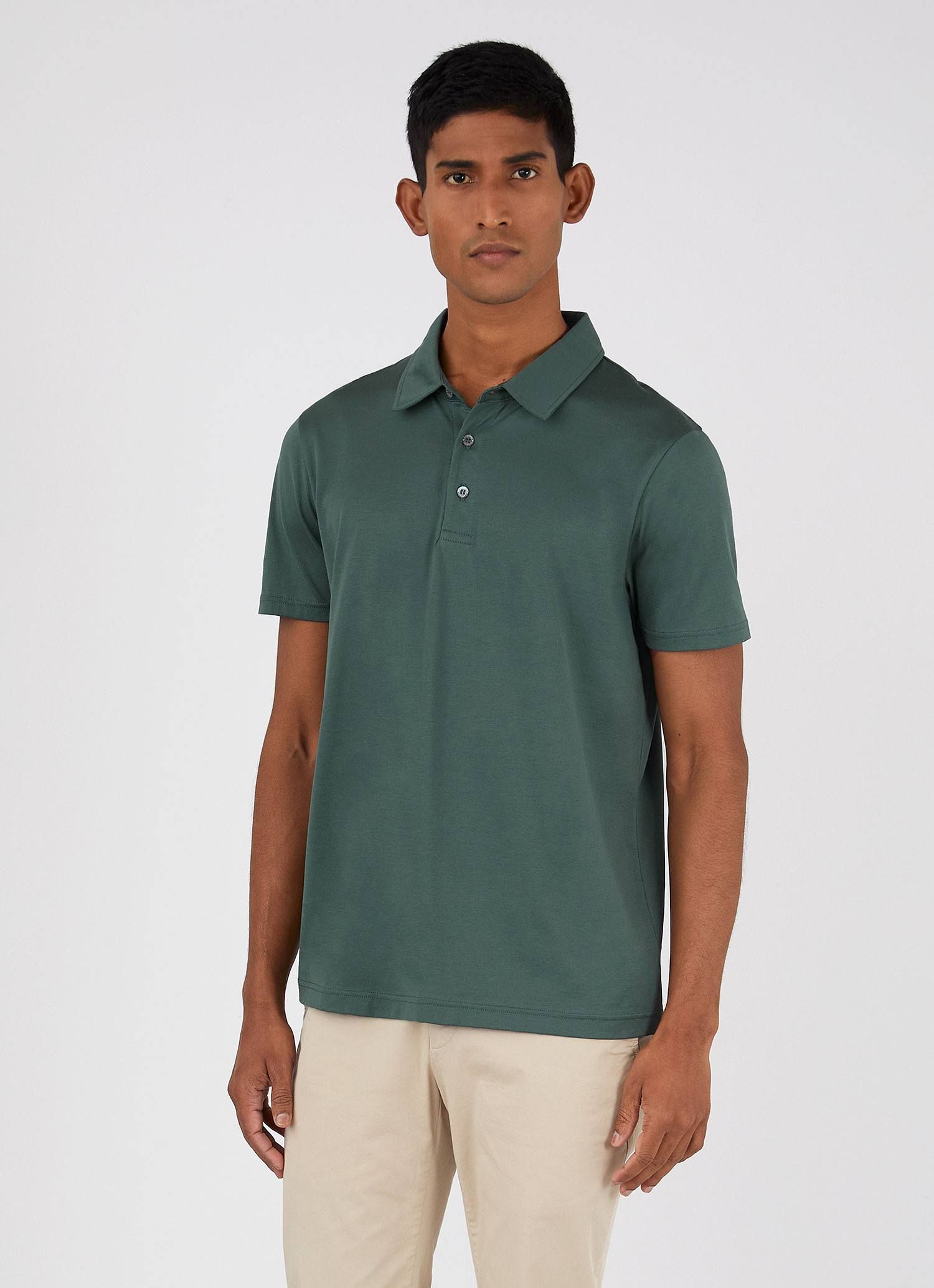 Men's Jersey Classic Polo Shirt in Deep Green sold by Sunspel product image thumbnail 2