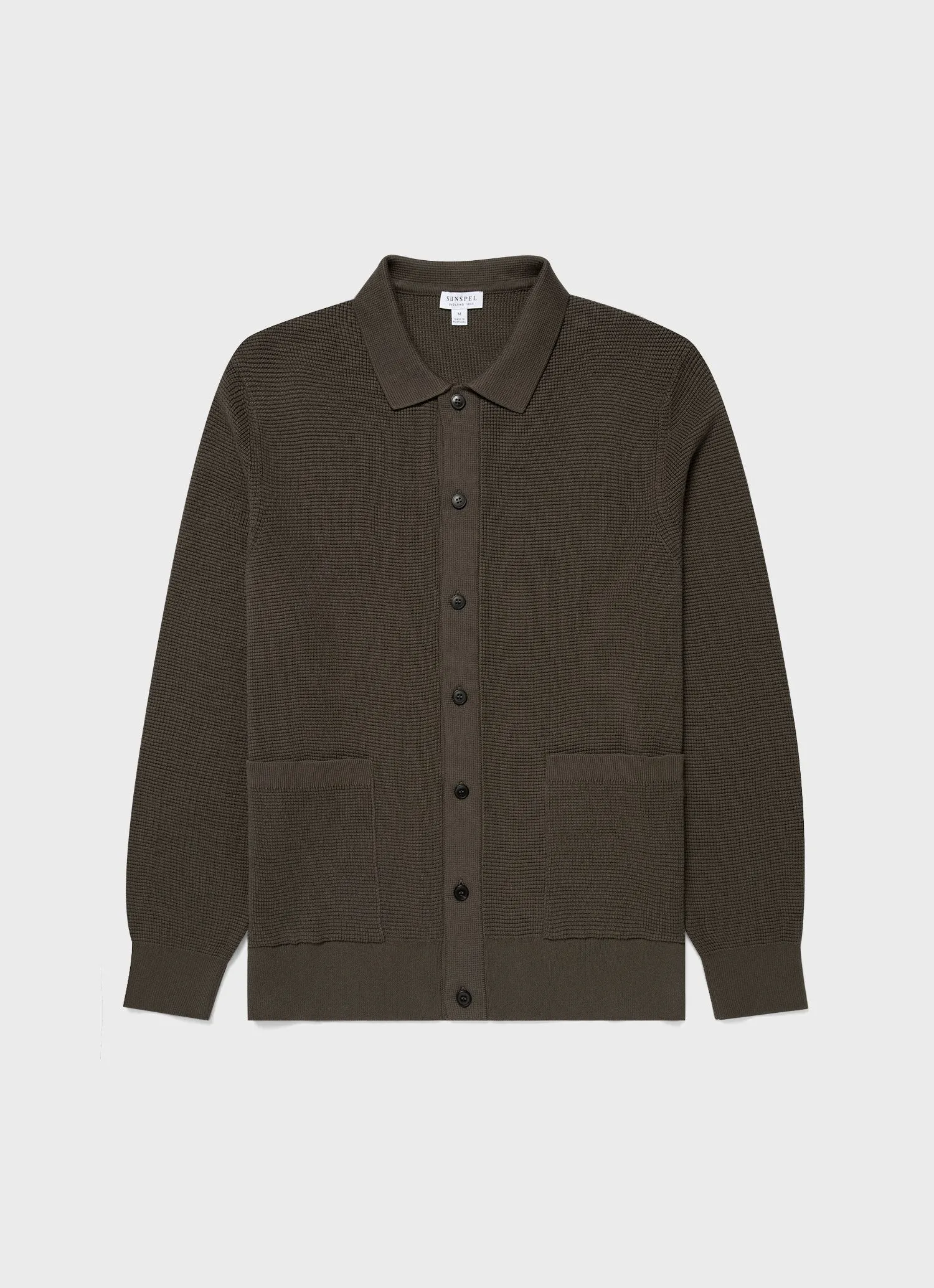 Men's Waffle Stitch Jacket in Khaki sold by Sunspel