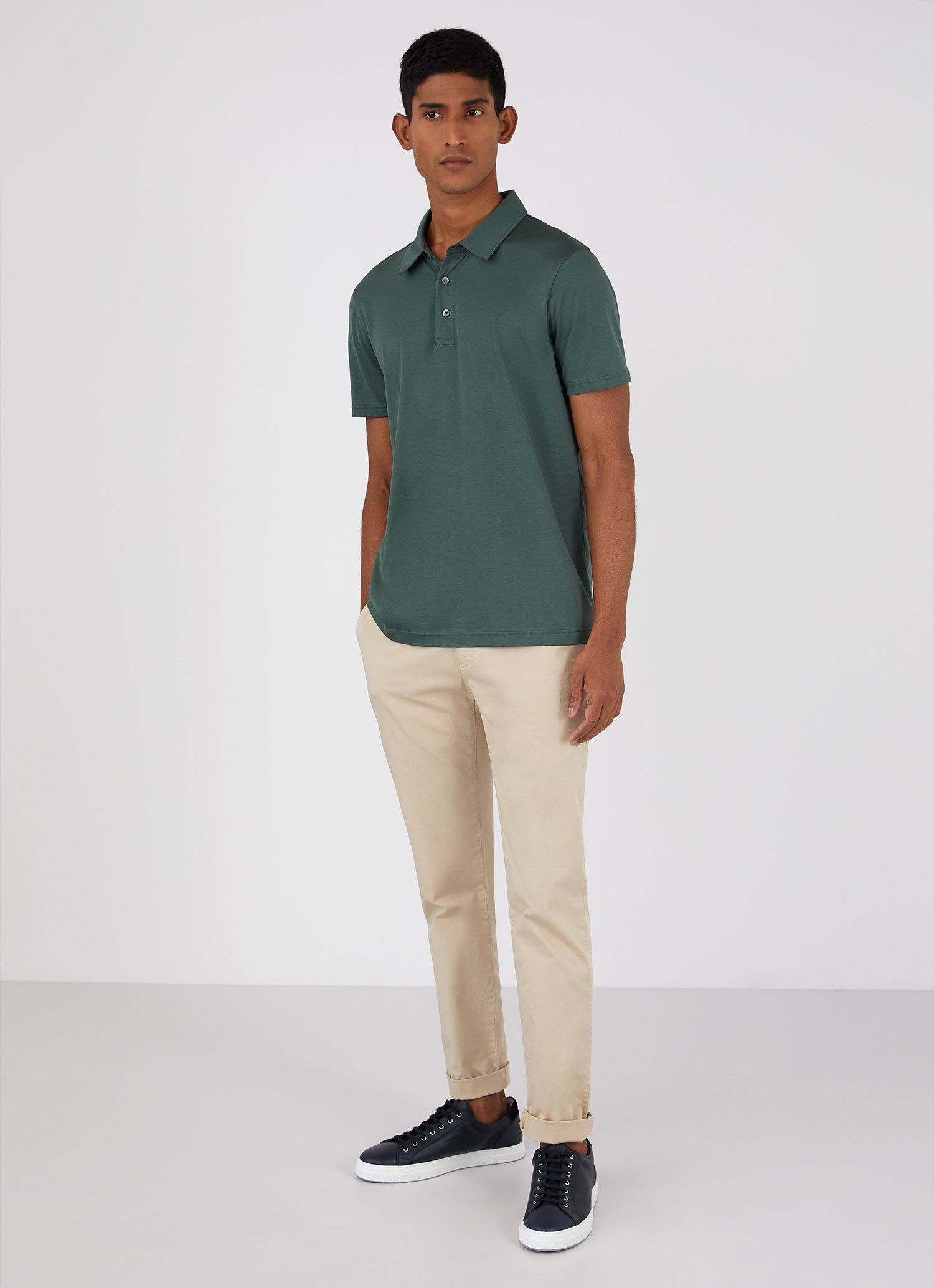 Men's Jersey Classic Polo Shirt in Deep Green sold by Sunspel product image thumbnail 3
