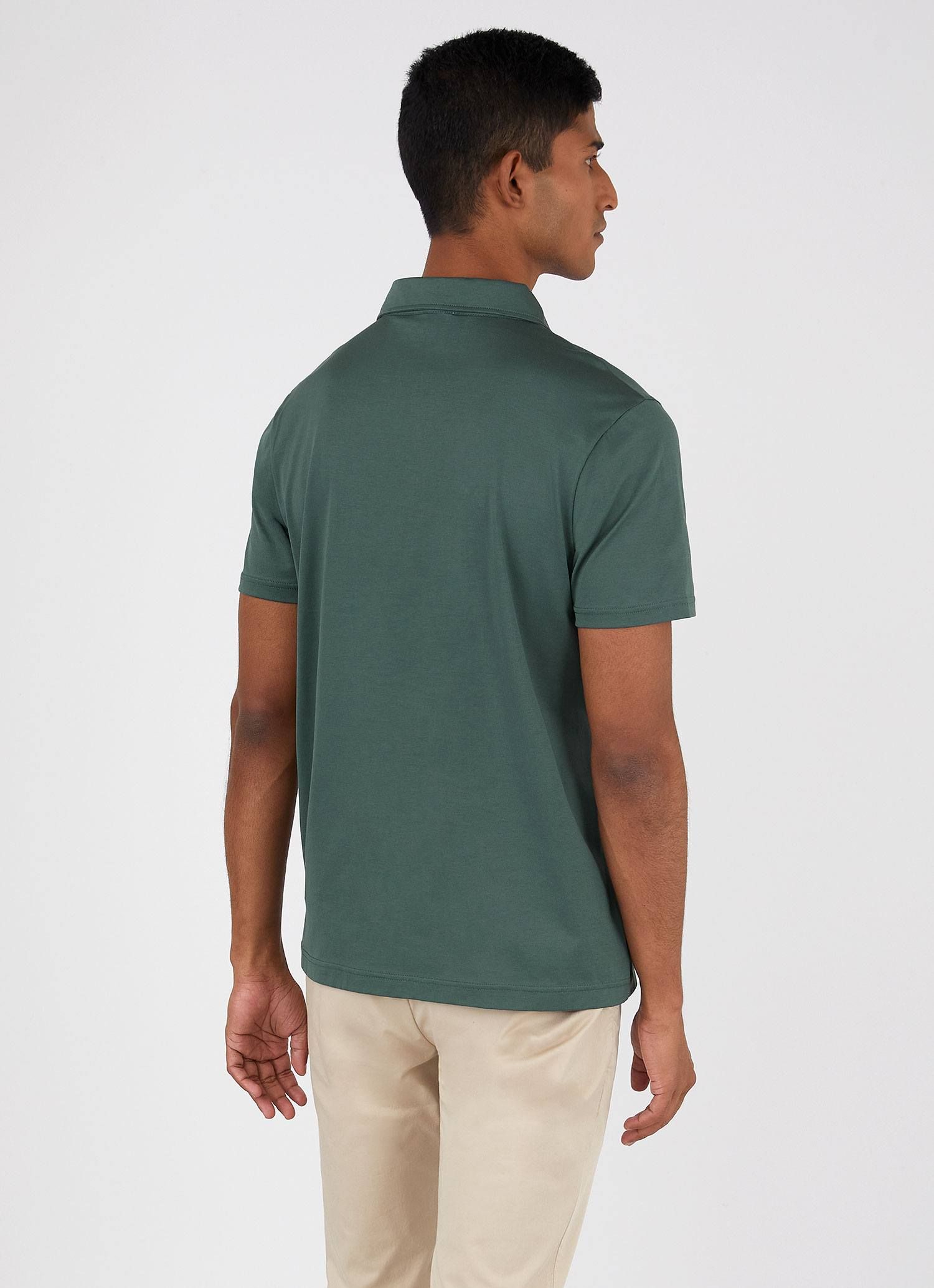 Men's Jersey Classic Polo Shirt in Deep Green sold by Sunspel product image thumbnail 4