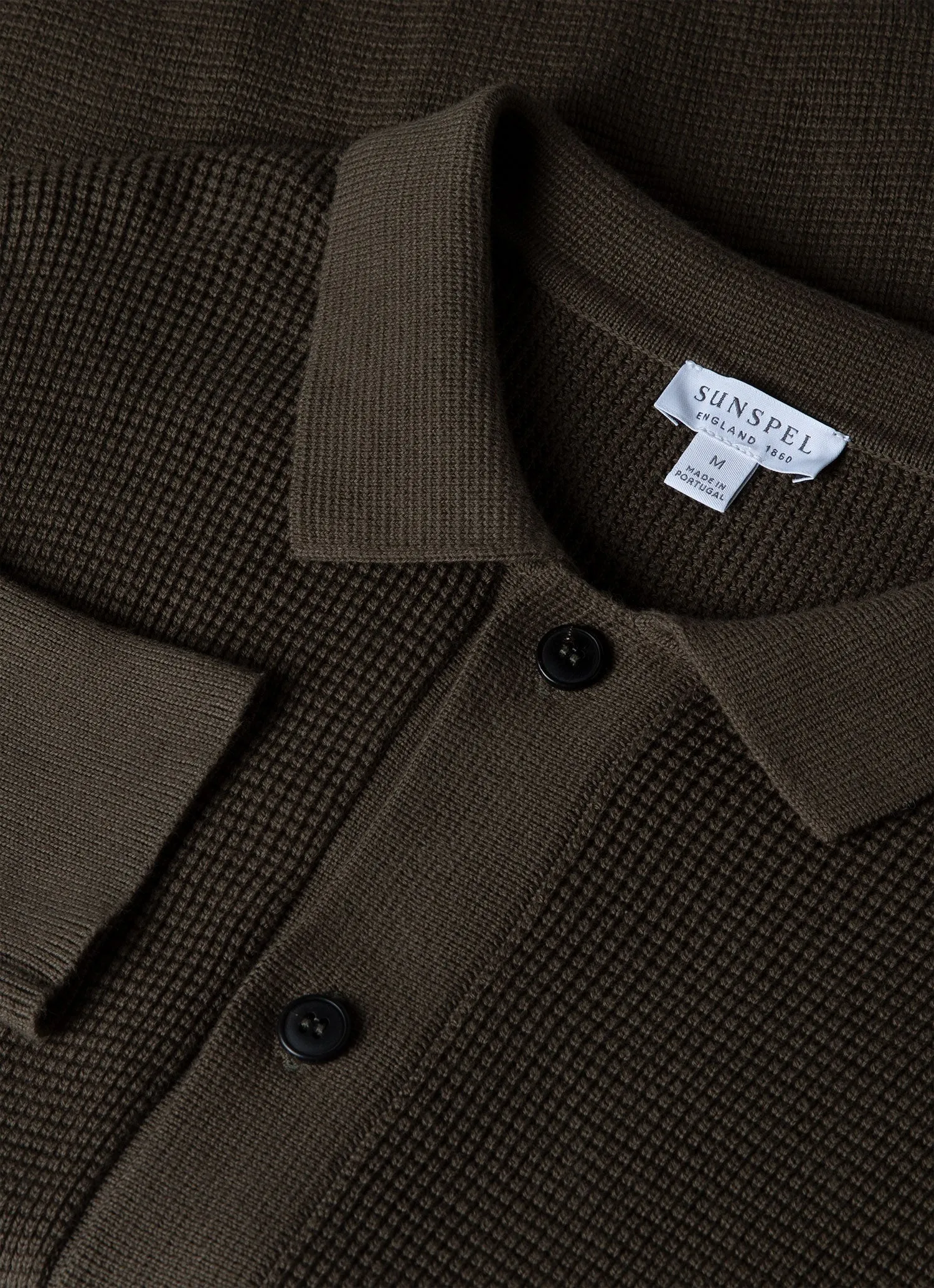 Men's Waffle Stitch Jacket in Khaki sold by Sunspel product image thumbnail 4