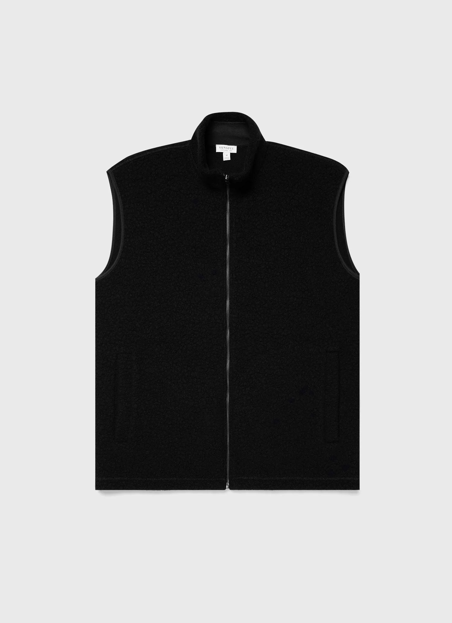 Men's Wool Fleece Gilet in Black sold by Sunspel
