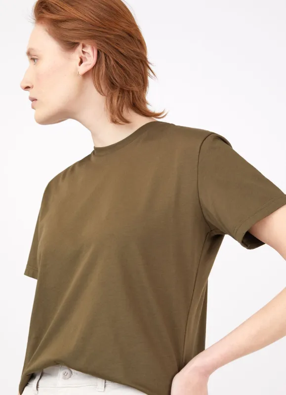 Women's Boy Fit T-shirt in Dark Moss sold by Sunspel