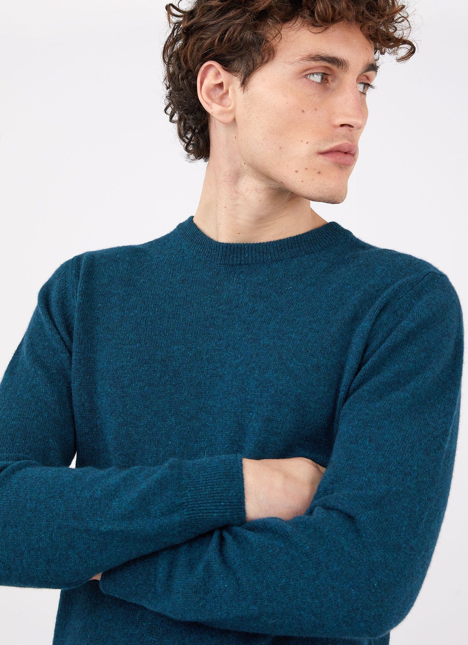Men's Cashmere Crew Neck Jumper in Teal sold by Sunspel product image thumbnail 5