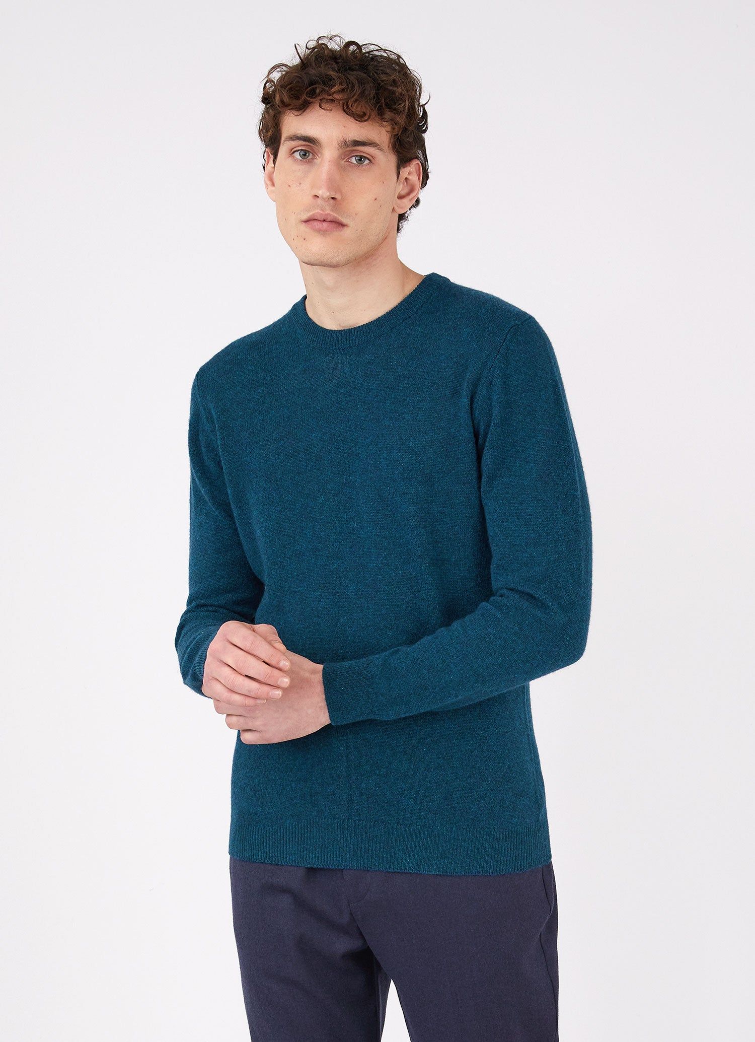 Men's Cashmere Crew Neck Jumper in Teal sold by Sunspel product image thumbnail 2