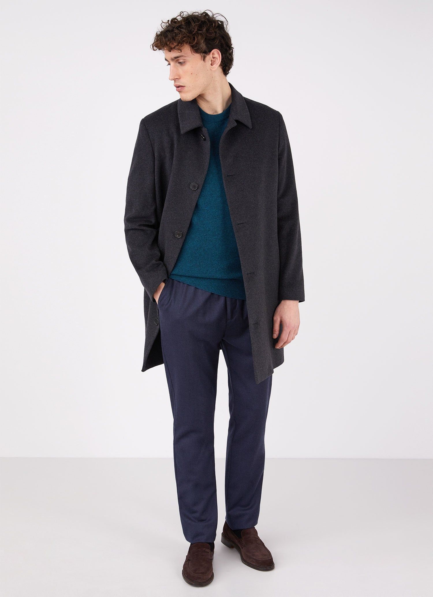 Men's Cashmere Crew Neck Jumper in Teal sold by Sunspel product image thumbnail 3