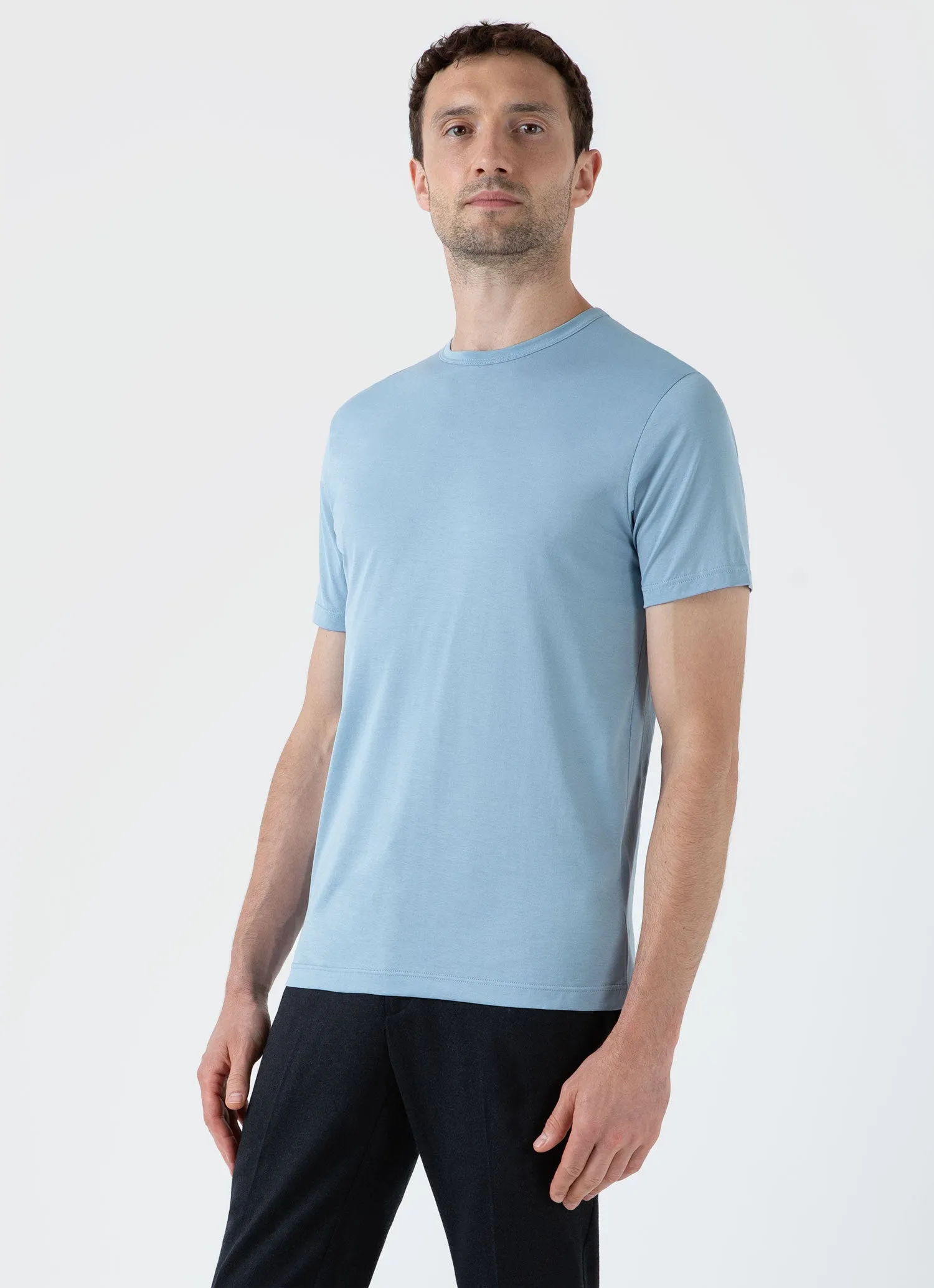 Men's Classic T-shirt in Sky Blue sold by Sunspel product image thumbnail 2