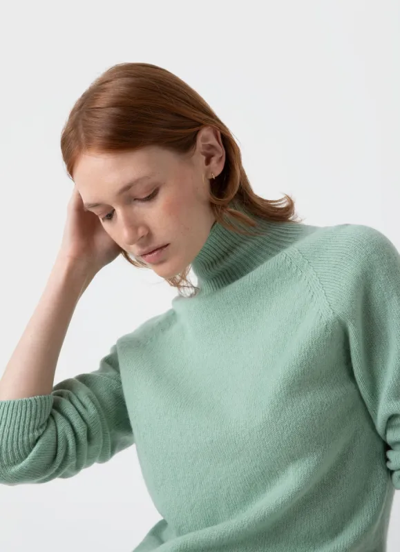 Women's Lambswool Funnel Neck Jumper in Peppermint sold by Sunspel