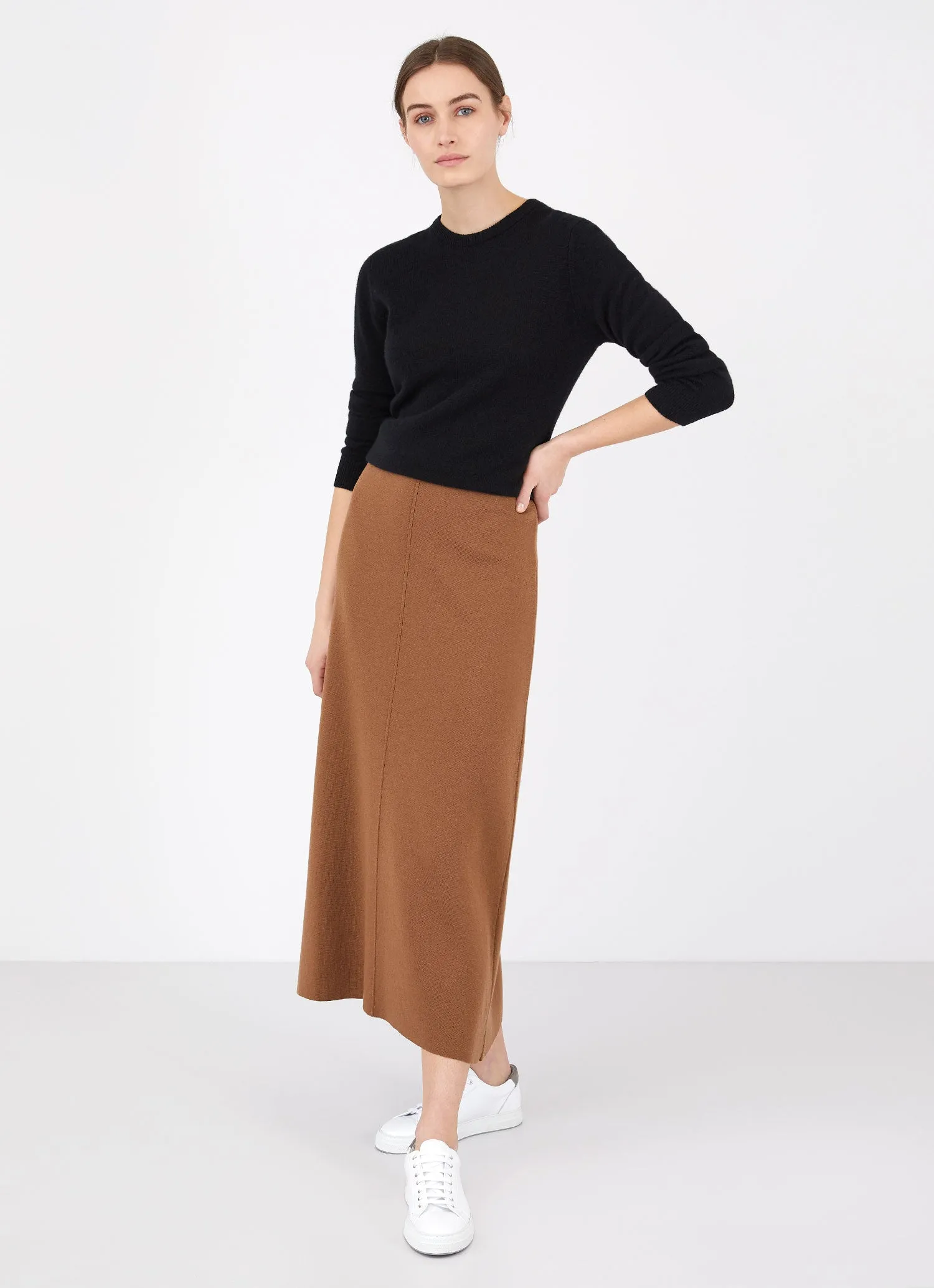Women's Merino Midi Skirt in Mushroom sold by Sunspel product image thumbnail 3