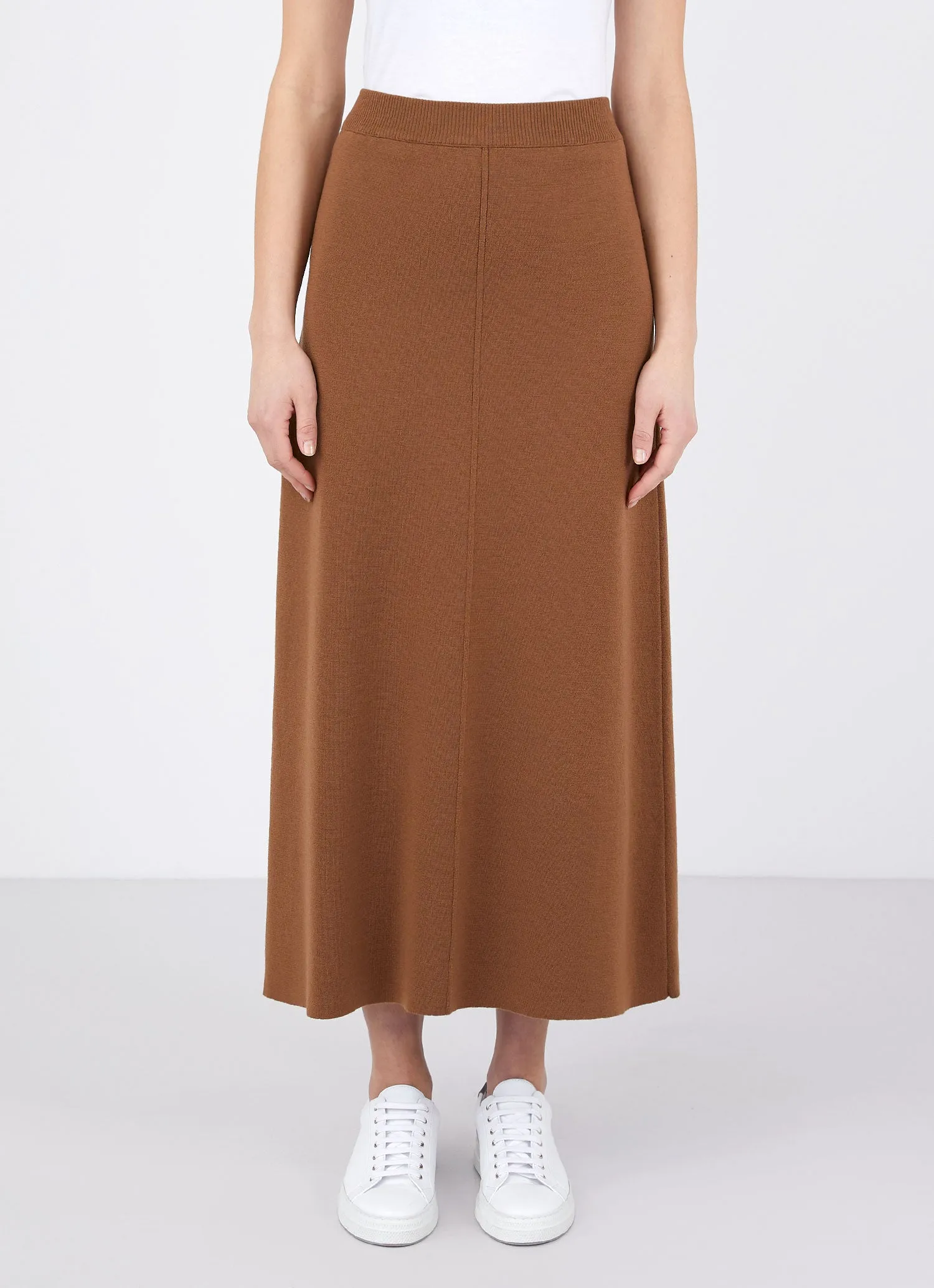 Women's Merino Midi Skirt in Mushroom sold by Sunspel