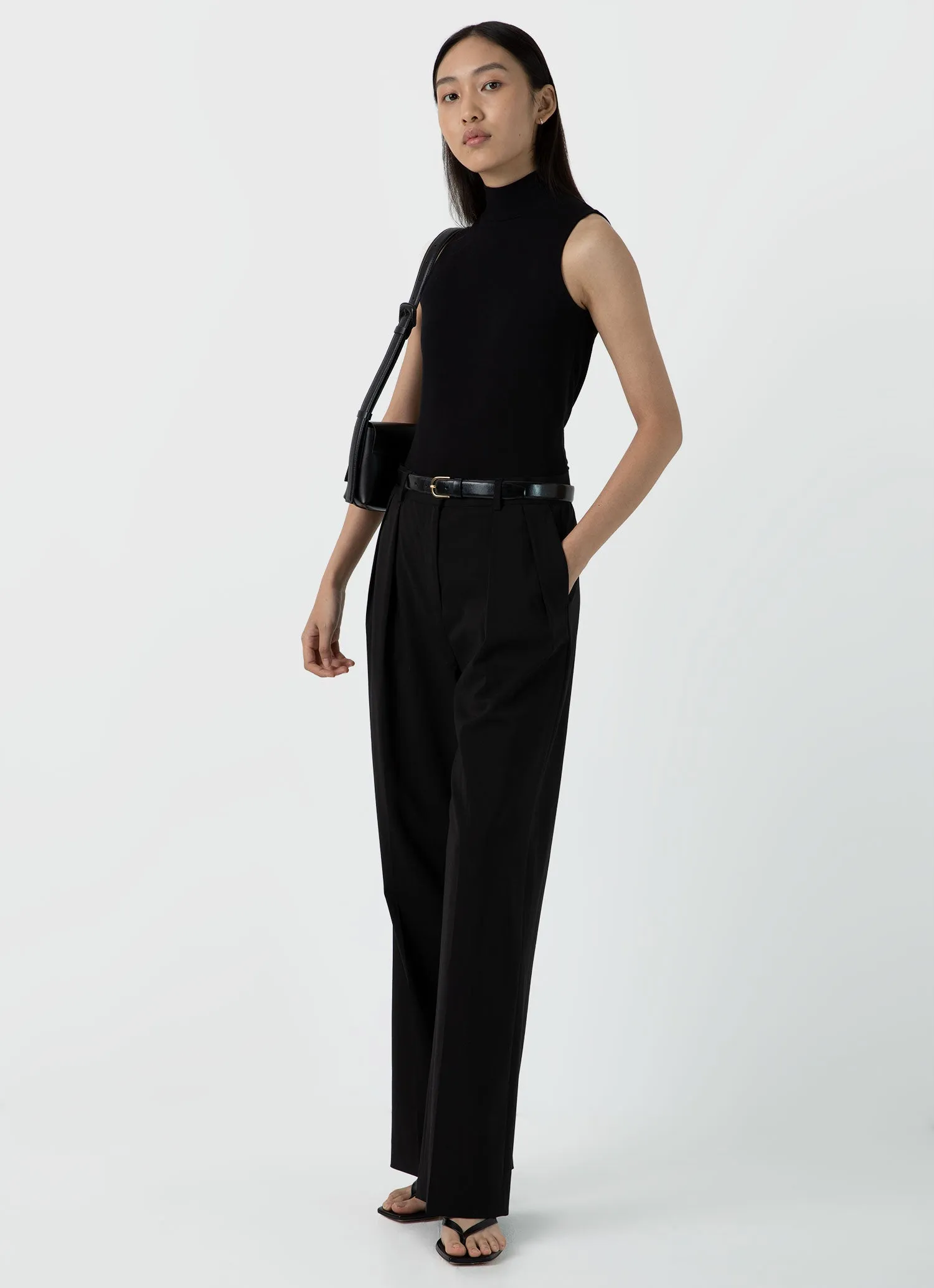 Women's Sleeveless High Neck Top in Black sold by Sunspel product image thumbnail 2