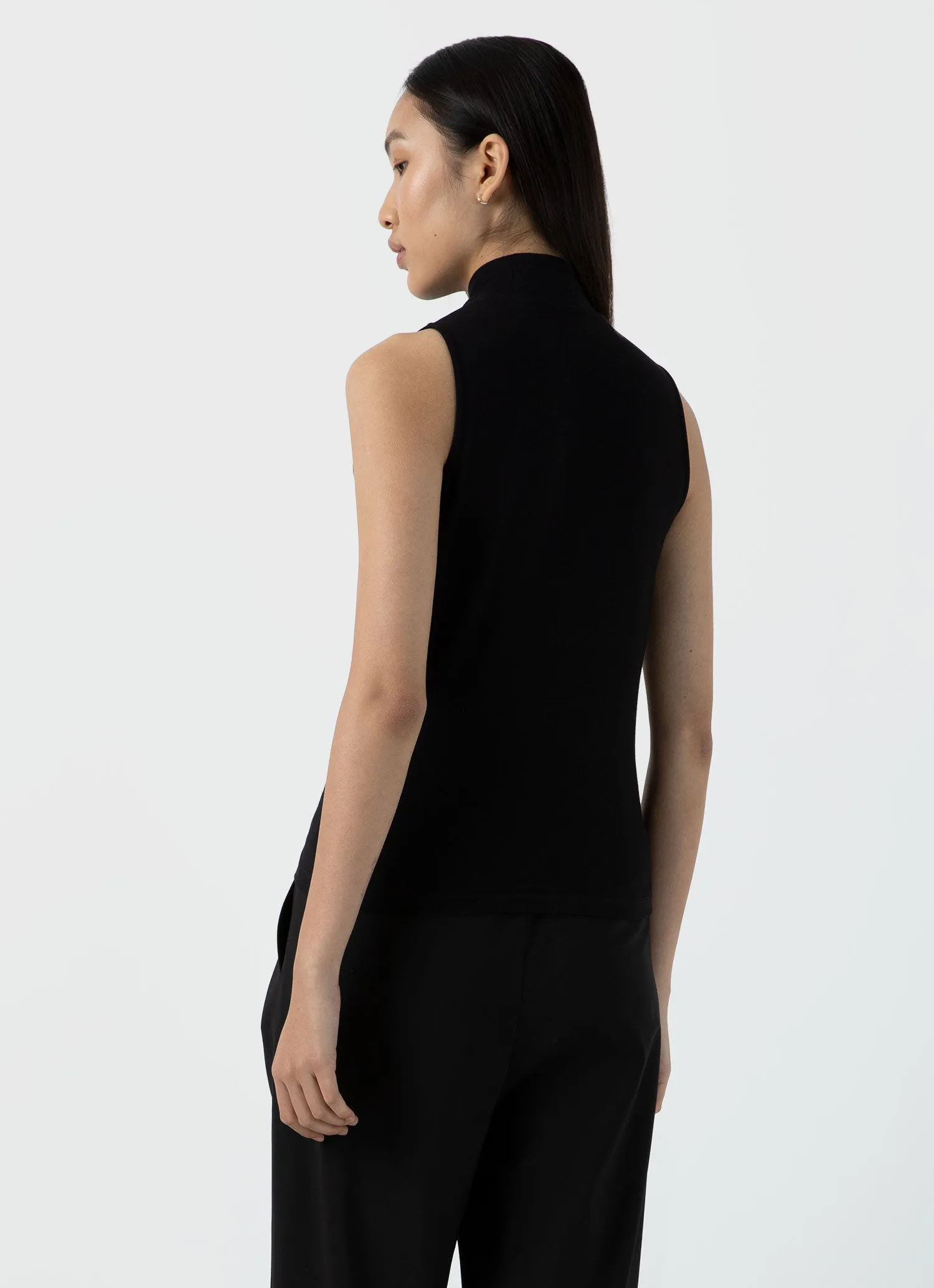 Women's Sleeveless High Neck Top in Black sold by Sunspel product image thumbnail 4