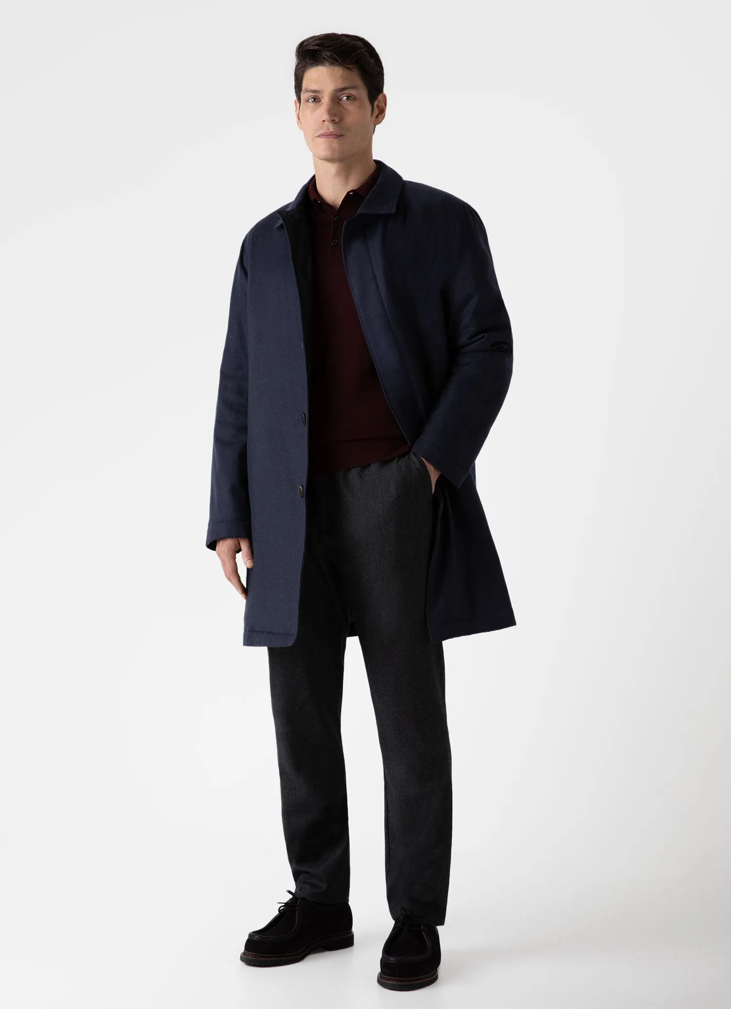 Men's Extra-Fine Merino Polo Shirt in Maroon sold by Sunspel product image thumbnail 3