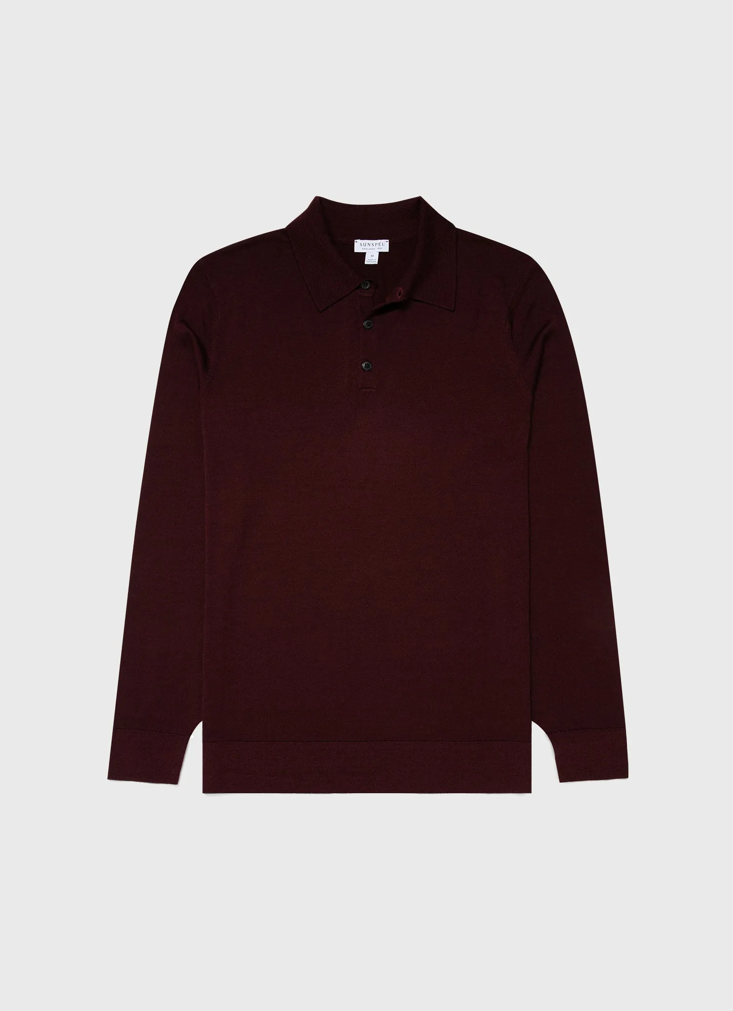 Men's Extra-Fine Merino Polo Shirt in Maroon sold by Sunspel