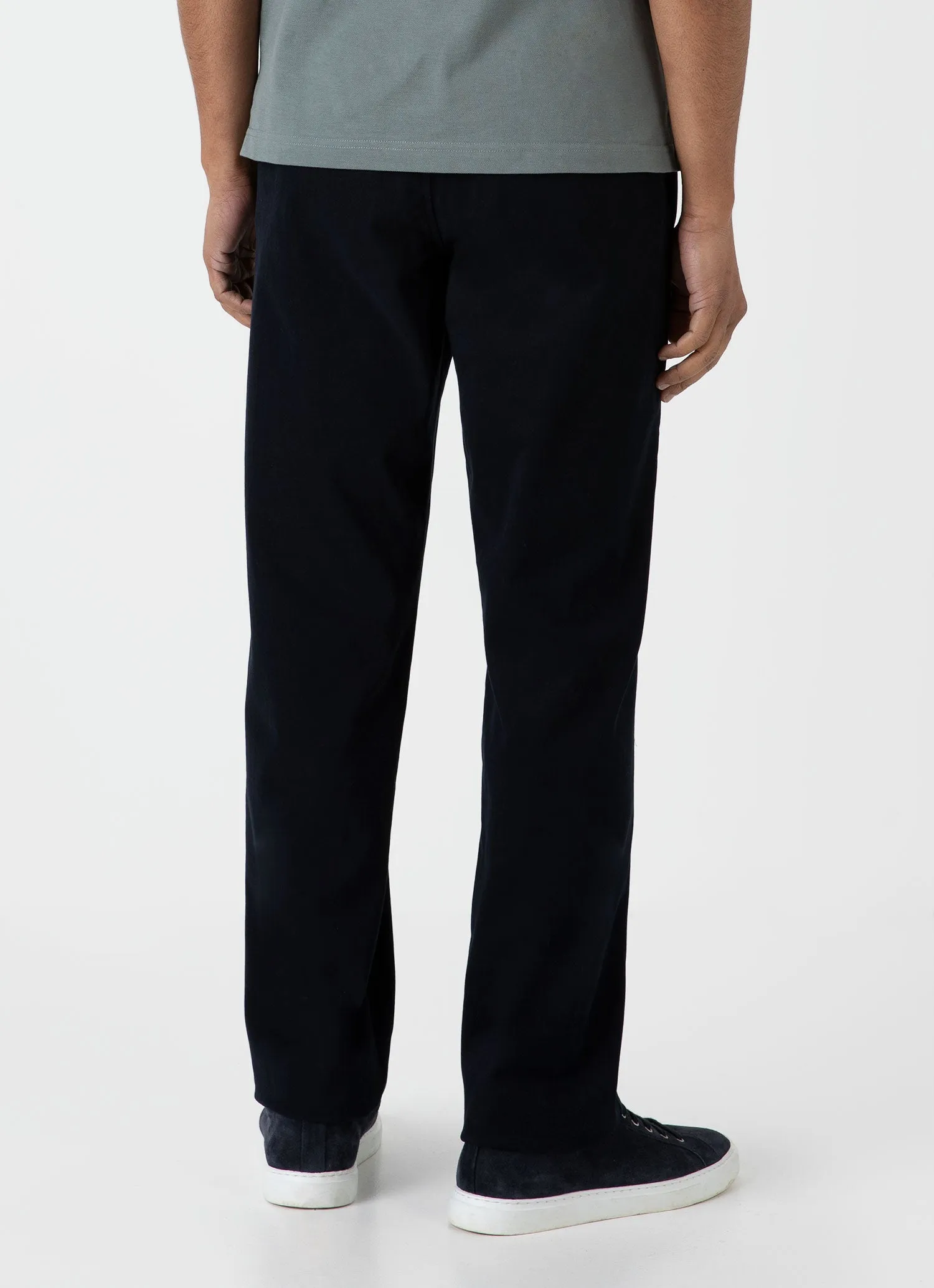 Men's Brushed Cotton Wool Drawstring Trouser in Navy sold by Sunspel product image thumbnail 5
