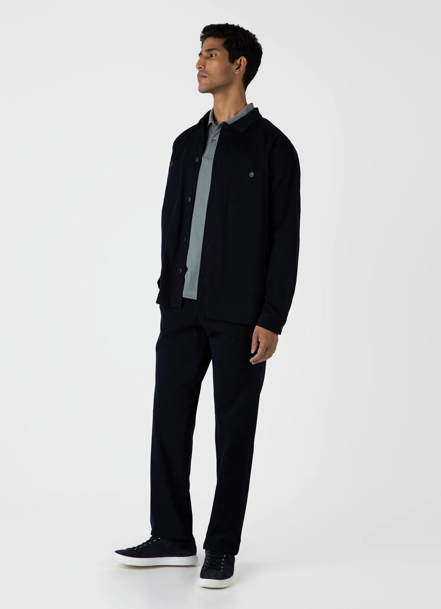 Men's Brushed Cotton Wool Drawstring Trouser in Navy sold by Sunspel product image thumbnail 2