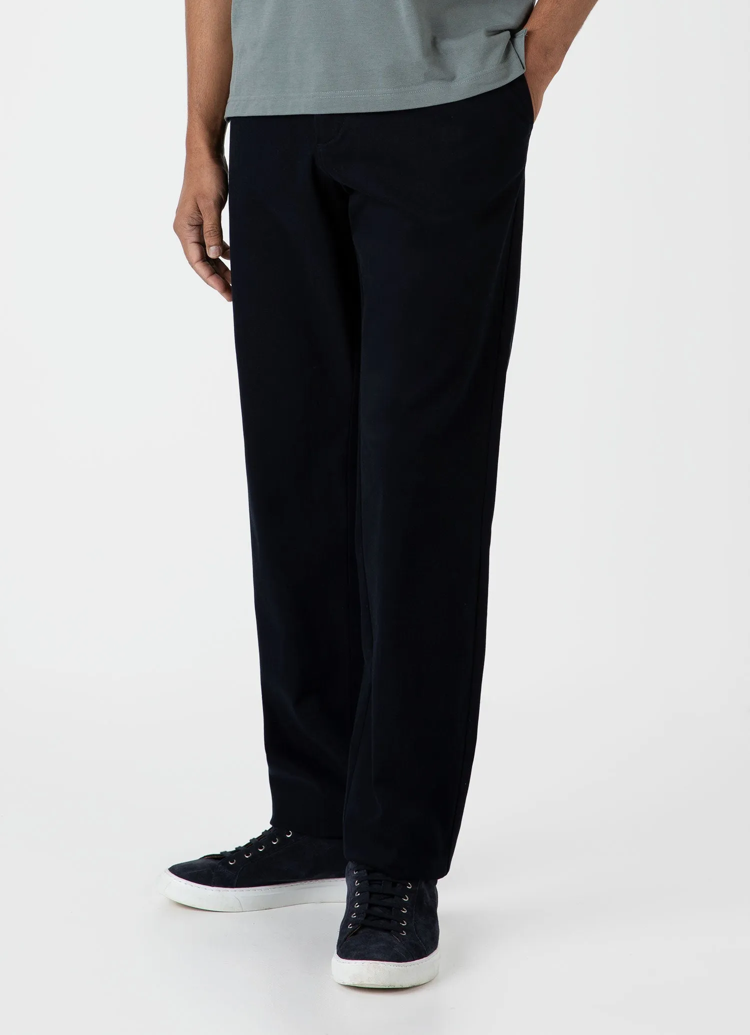 Men's Brushed Cotton Wool Drawstring Trouser in Navy sold by Sunspel product image thumbnail 3