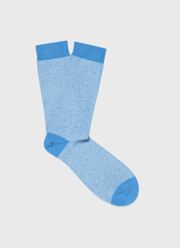Men's Cotton Socks in Cool Blue Twist sold by Sunspel
