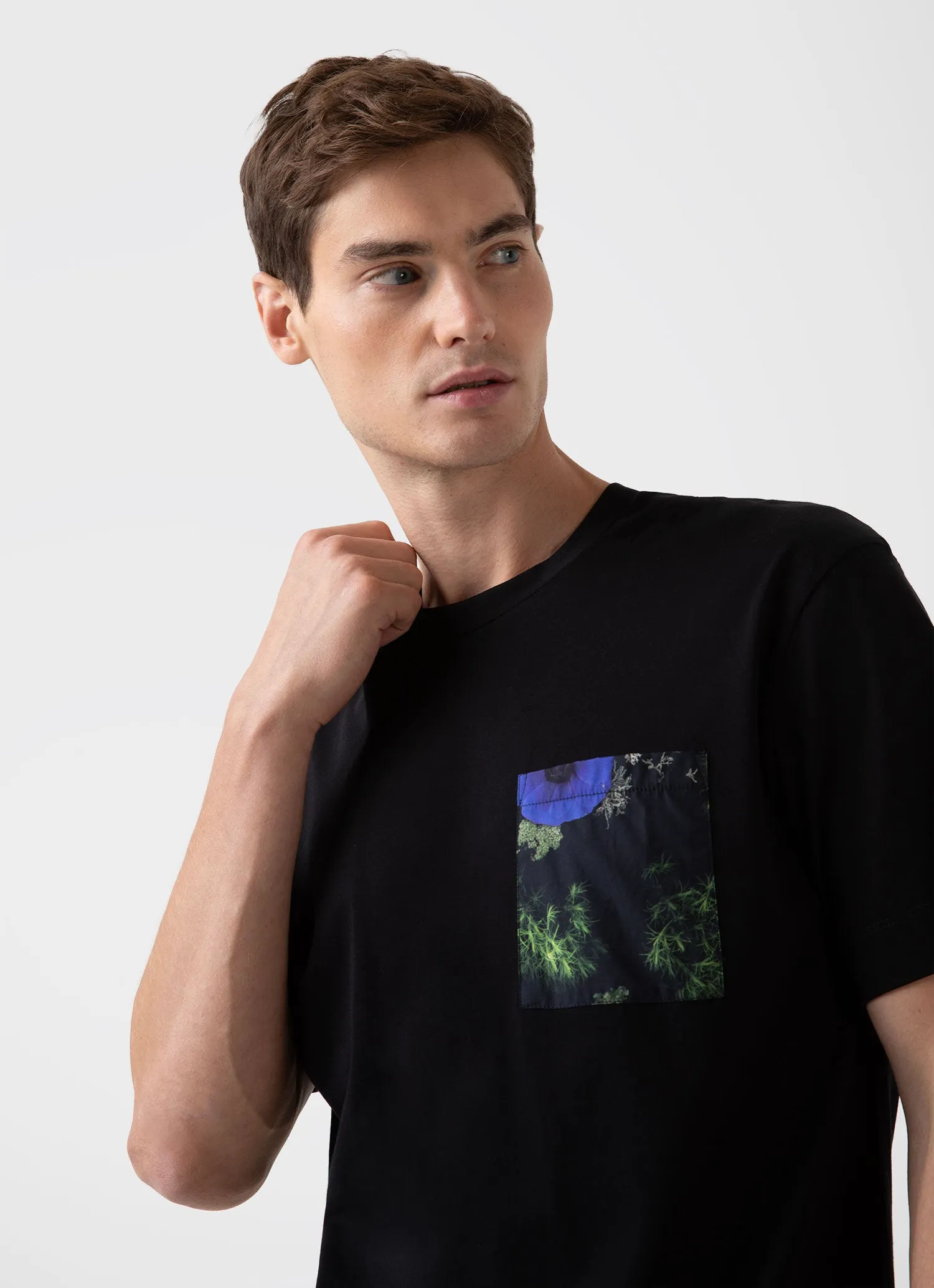 Men's Charlotte Gosch Pocket T-shirt in Sea Moss sold by Sunspel product image thumbnail 5