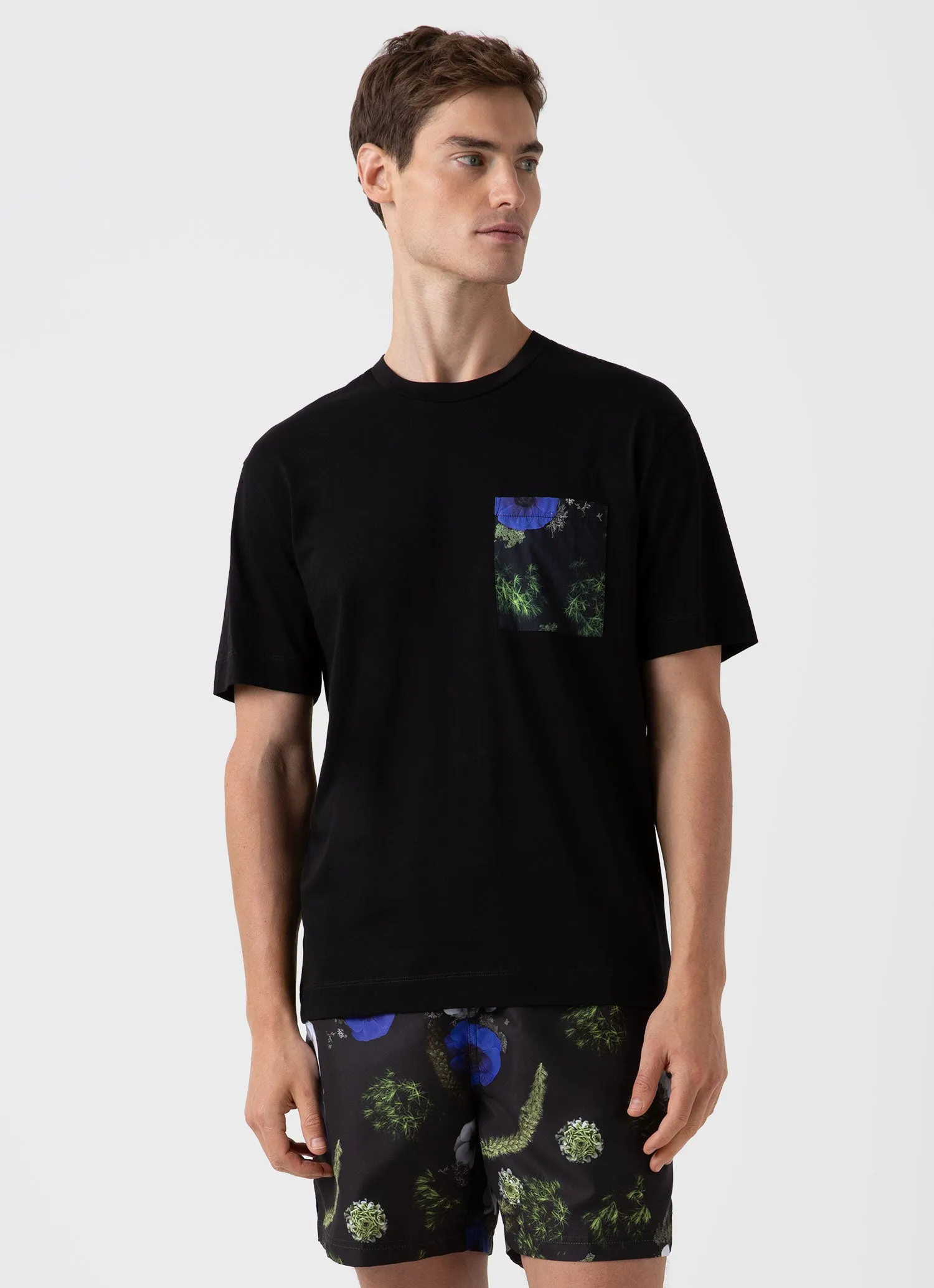Men's Charlotte Gosch Pocket T-shirt in Sea Moss sold by Sunspel product image thumbnail 2