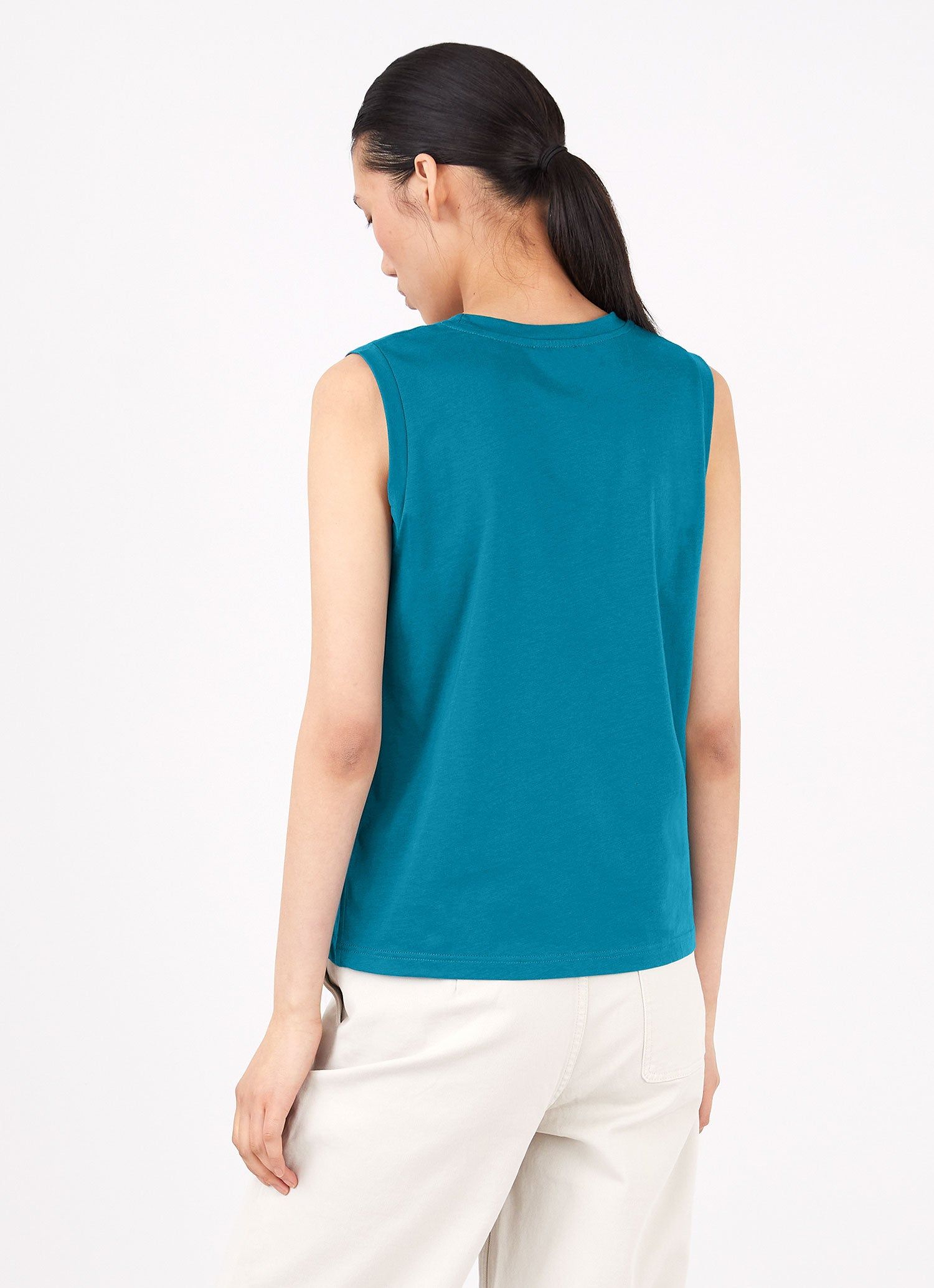 Women's Boy Fit Tank in Lagoon Blue sold by Sunspel product image thumbnail 4