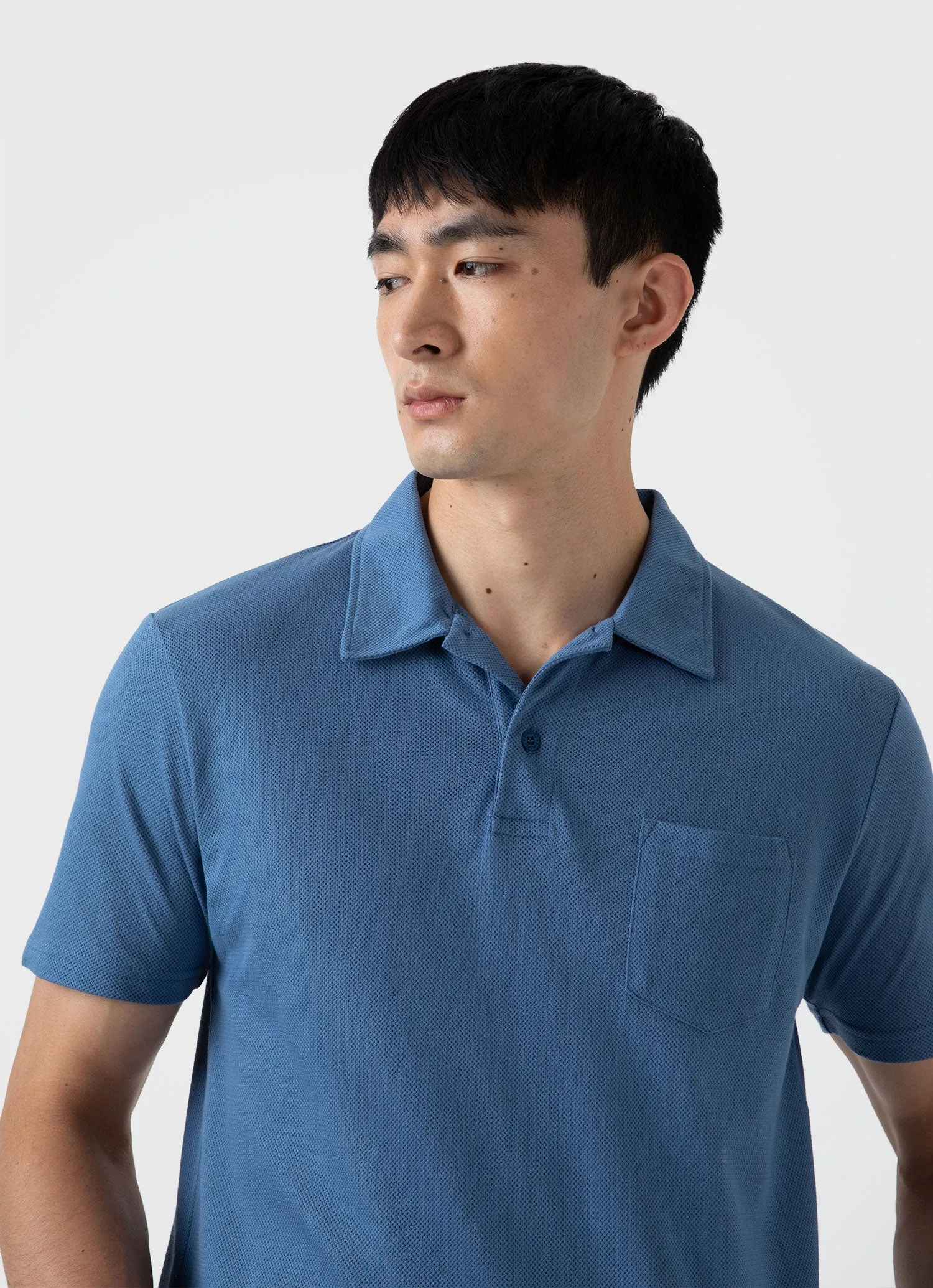 Men's Riviera Polo Shirt in Bluestone sold by Sunspel product image thumbnail 5