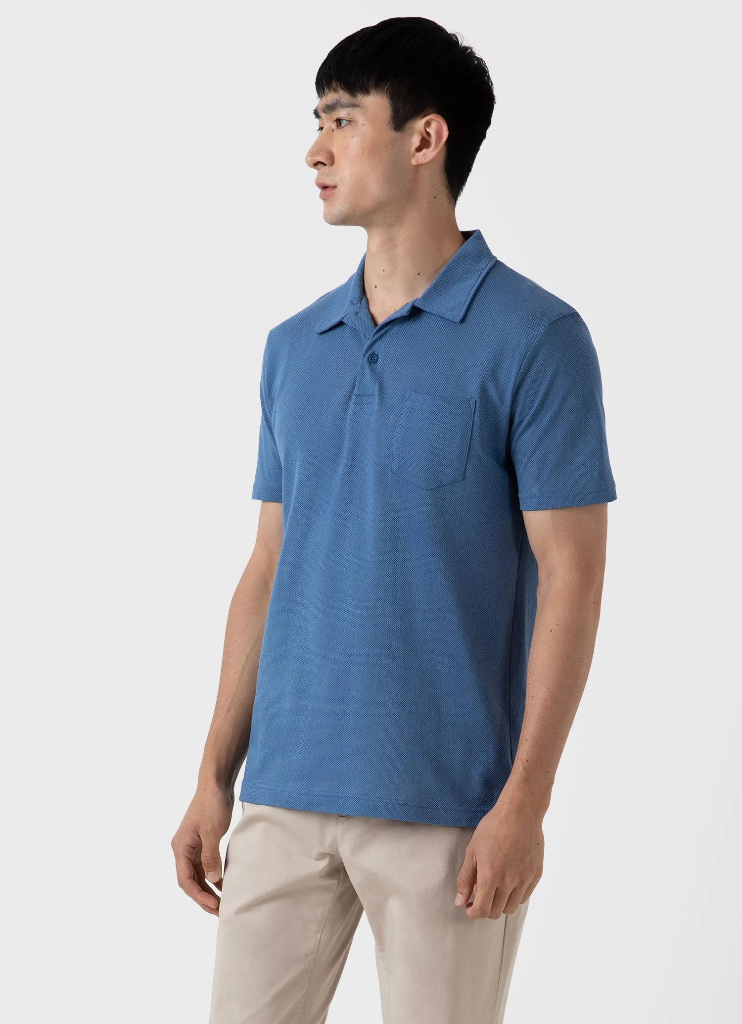 Men's Riviera Polo Shirt in Bluestone sold by Sunspel product image thumbnail 2