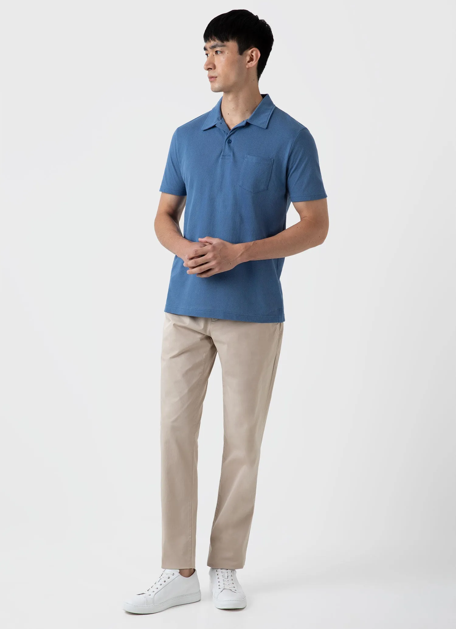 Men's Riviera Polo Shirt in Bluestone sold by Sunspel product image thumbnail 3