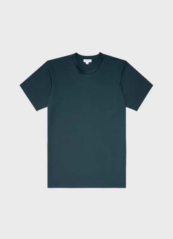 Men's Riviera Midweight T-shirt in Peacock sold by Sunspel