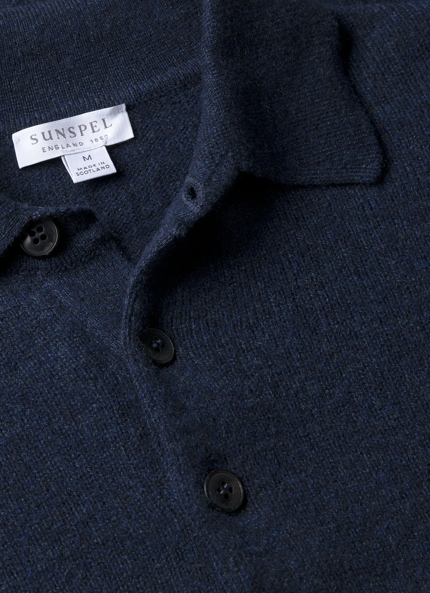 Men's Cashmere Polo Shirt in Navy Melange sold by Sunspel product image thumbnail 4