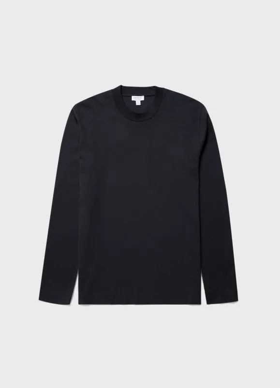 Men's Carbon Brushed Long Sleeve T-shirt in Black sold by Sunspel