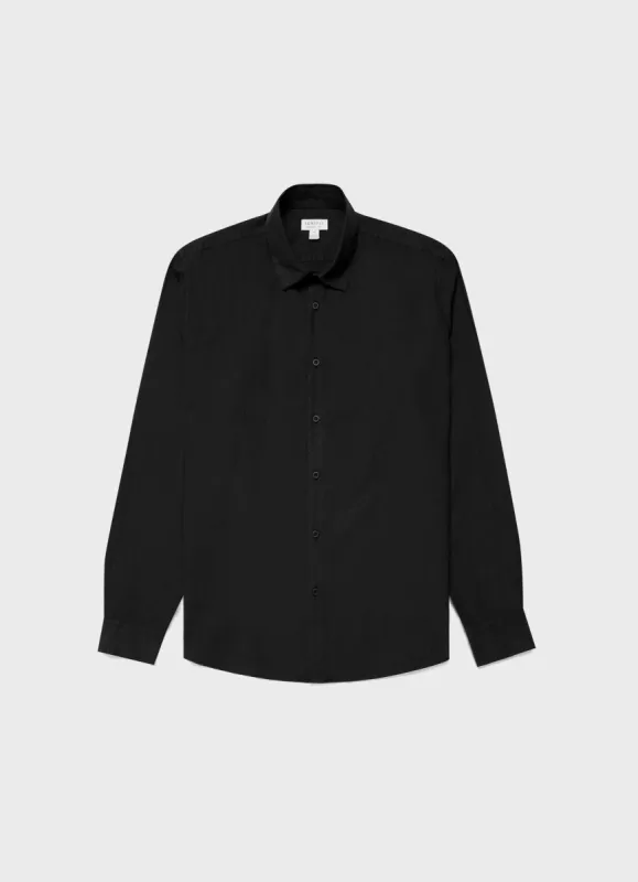 Men's Lightweight Poplin Shirt in Black sold by Sunspel