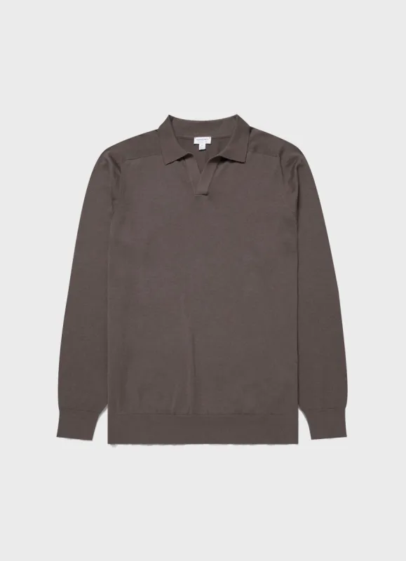 Men's Sea Island Cashmere Polo Shirt in Cedar sold by Sunspel