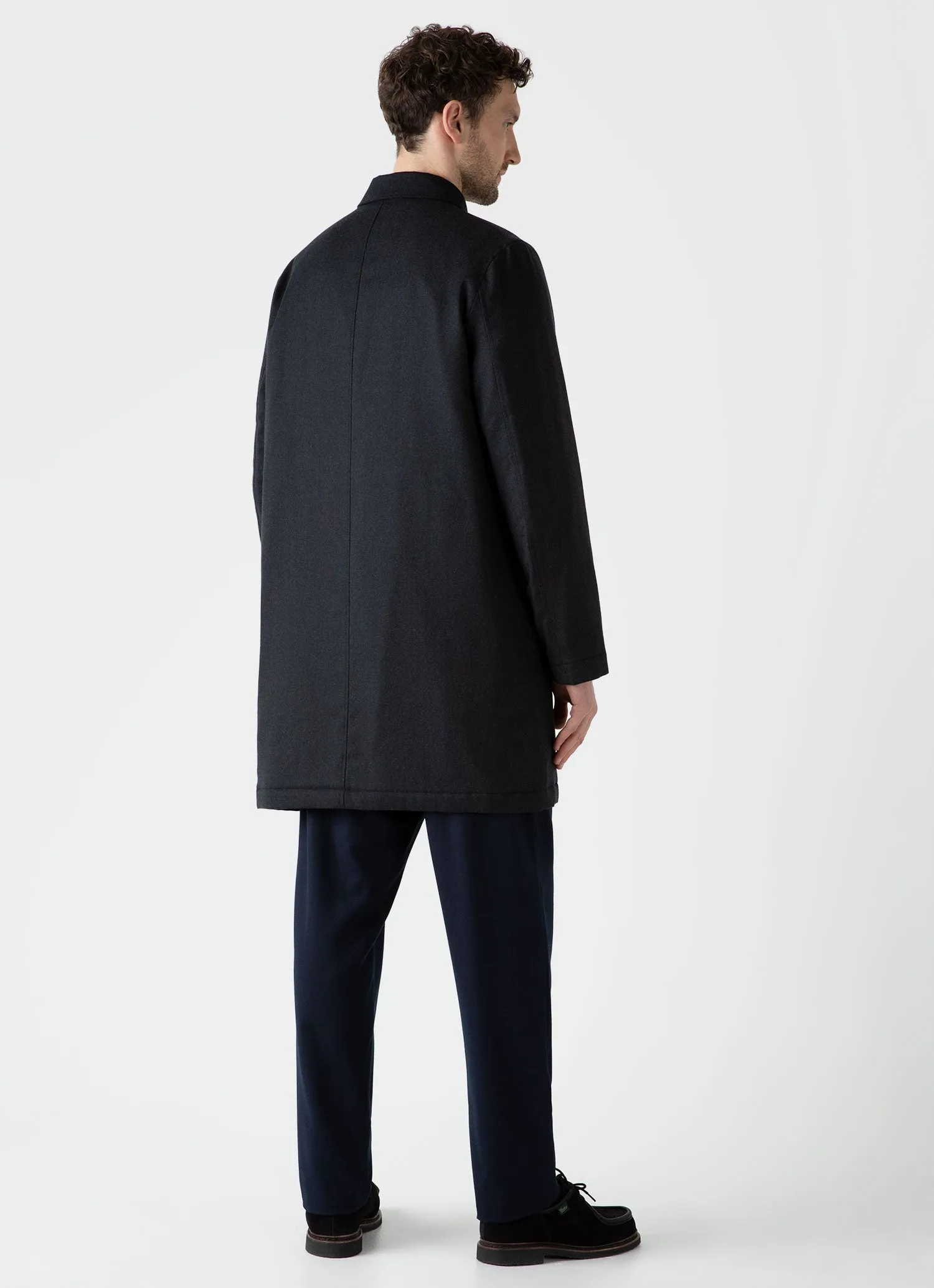 Men's Insulated Wool Mac in Charcoal Melange sold by Sunspel product image thumbnail 4