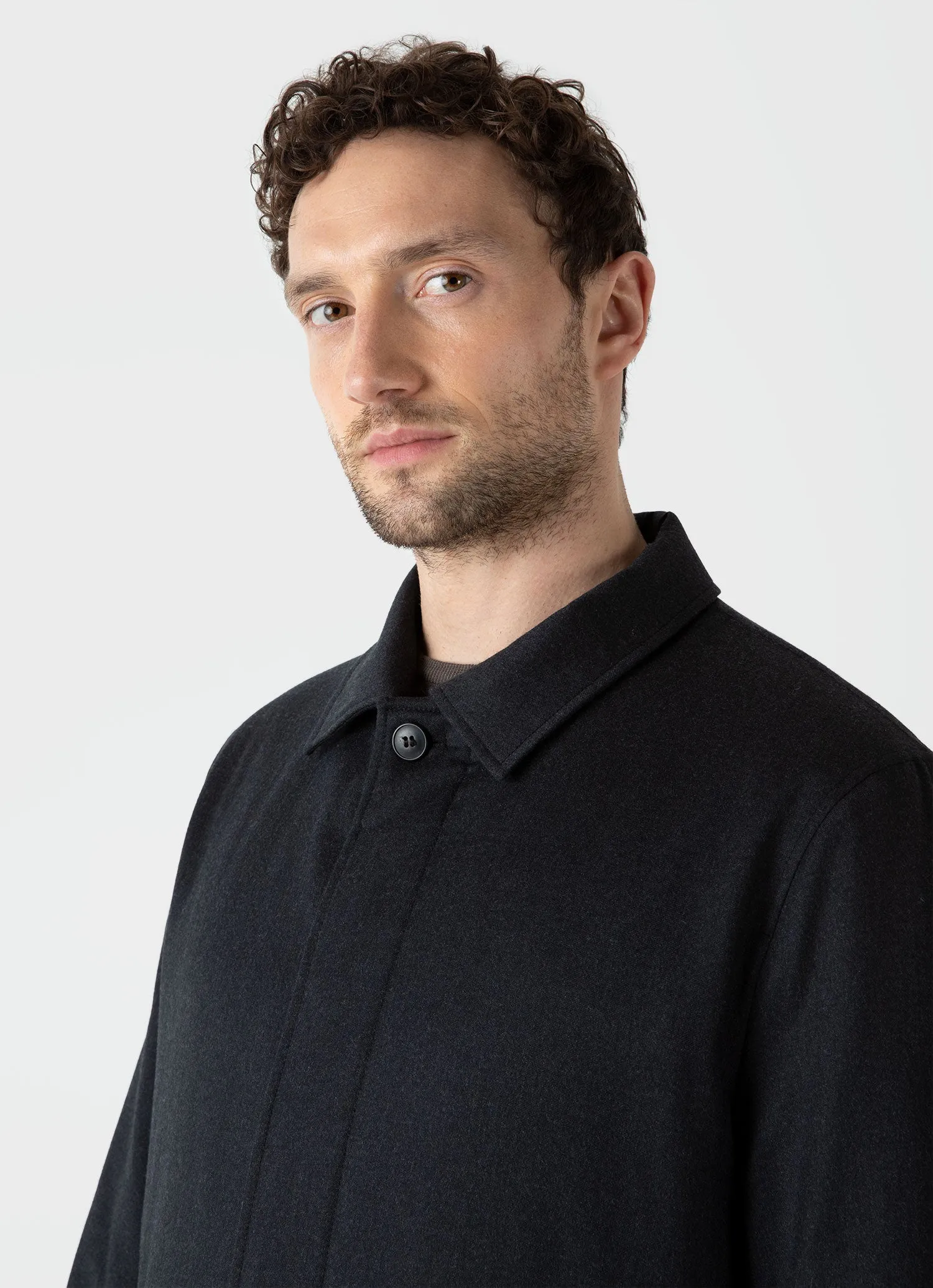 Men's Insulated Wool Mac in Charcoal Melange sold by Sunspel product image thumbnail 5