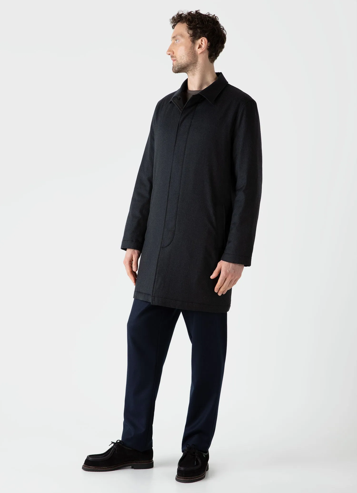 Men's Insulated Wool Mac in Charcoal Melange sold by Sunspel product image thumbnail 2