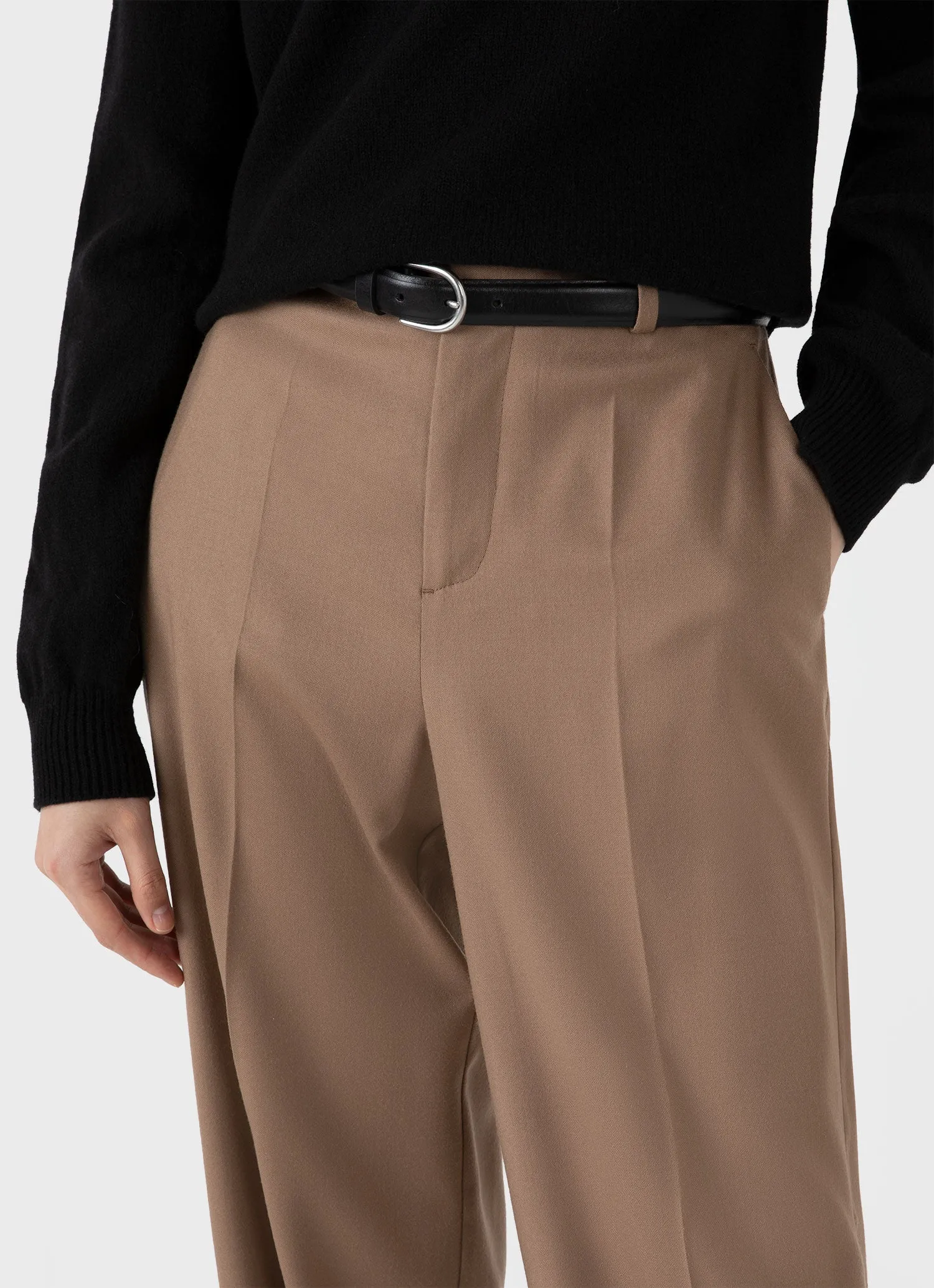 Women's Wool Flannel Trouser in Light Camel sold by Sunspel product image thumbnail 4