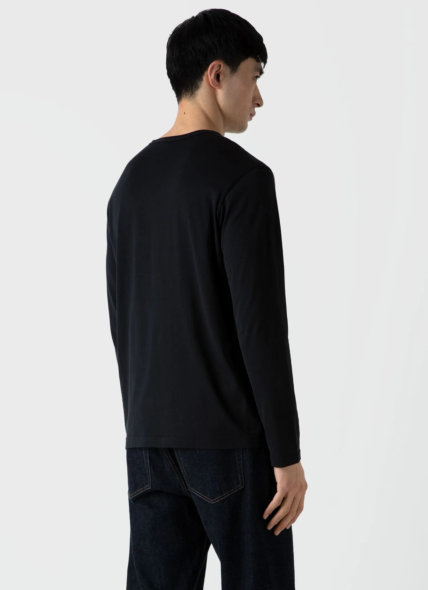 Men's Classic Long Sleeve T-shirt in Black sold by Sunspel product image thumbnail 5