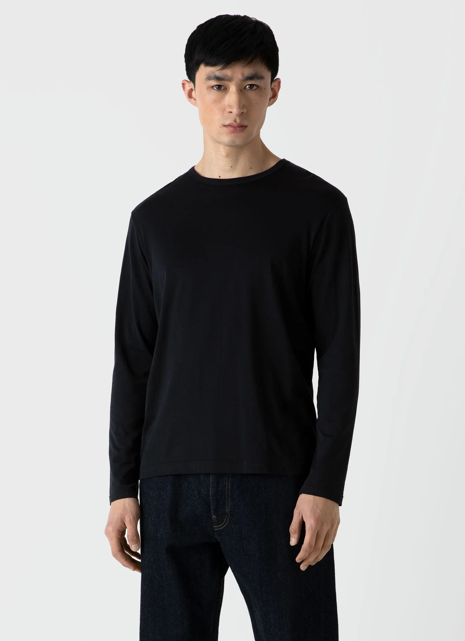Men's Classic Long Sleeve T-shirt in Black sold by Sunspel product image thumbnail 2