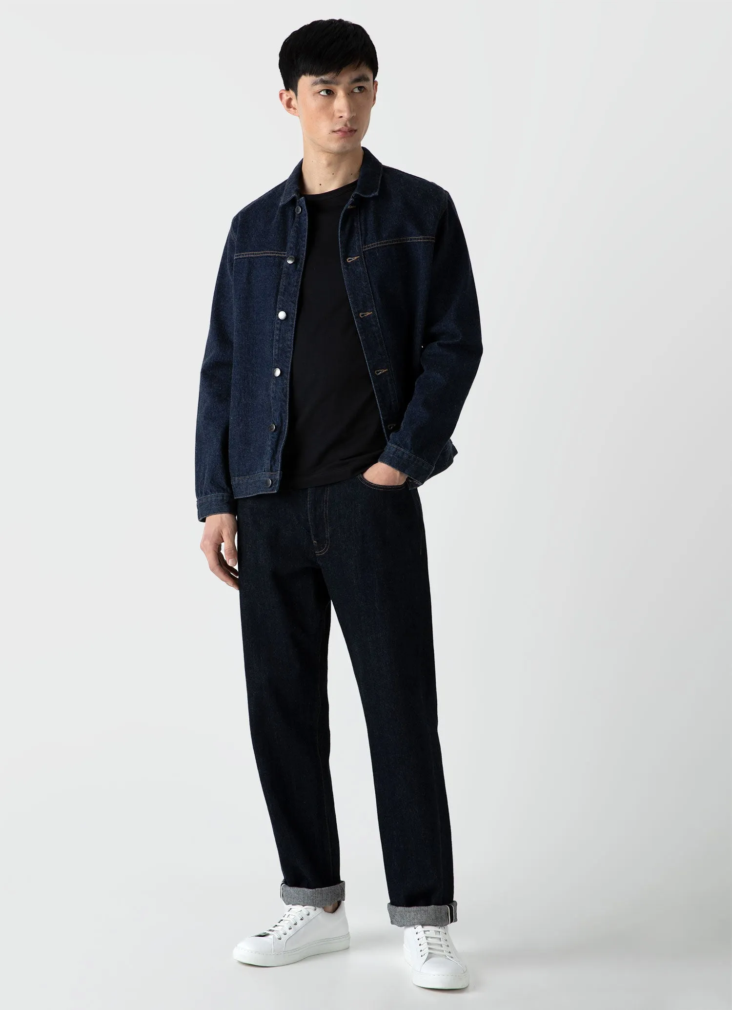 Men's Classic Long Sleeve T-shirt in Black sold by Sunspel product image thumbnail 3