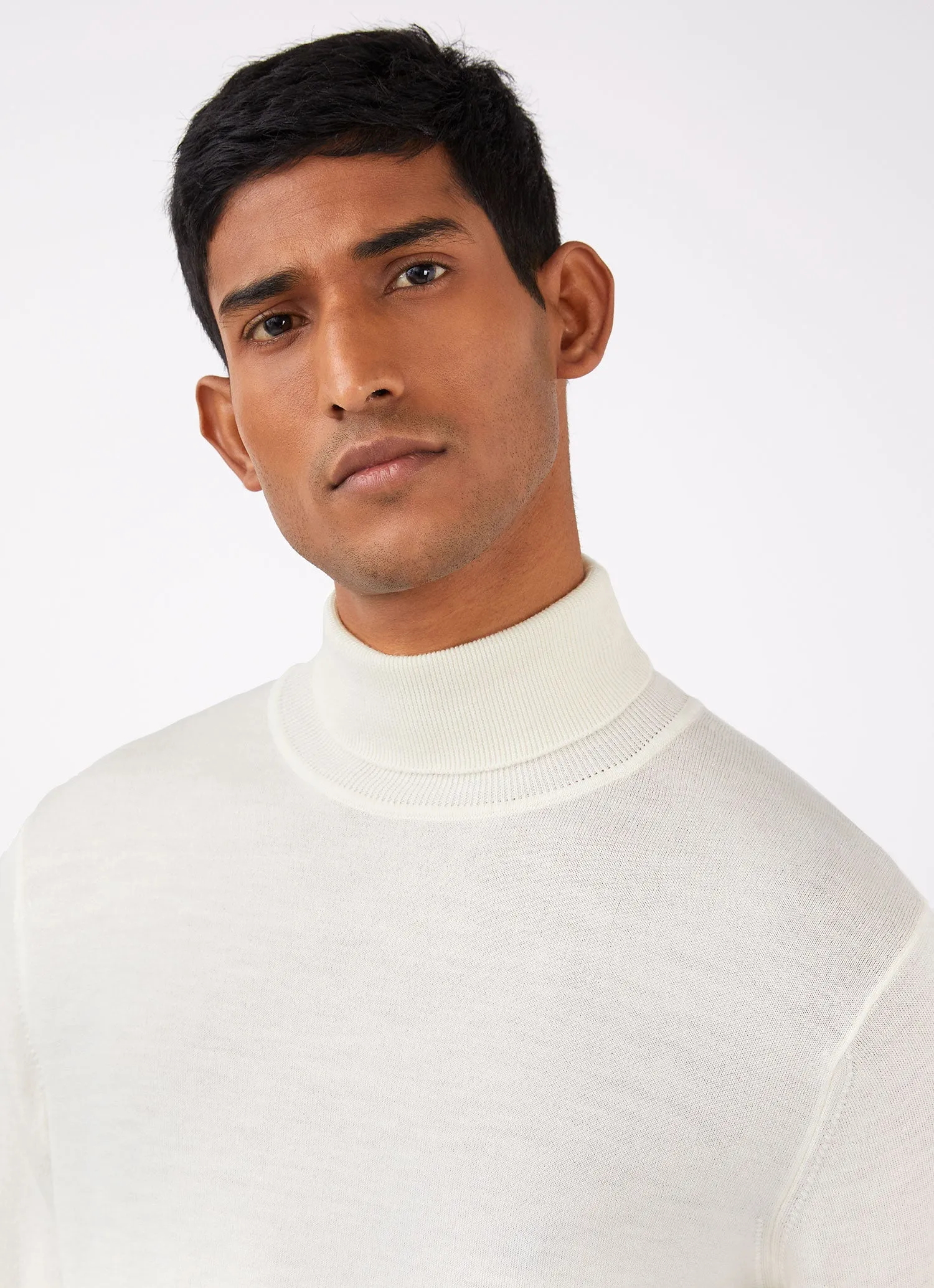 Men's Extra-Fine Merino Roll Neck in Archive White sold by Sunspel product image thumbnail 5