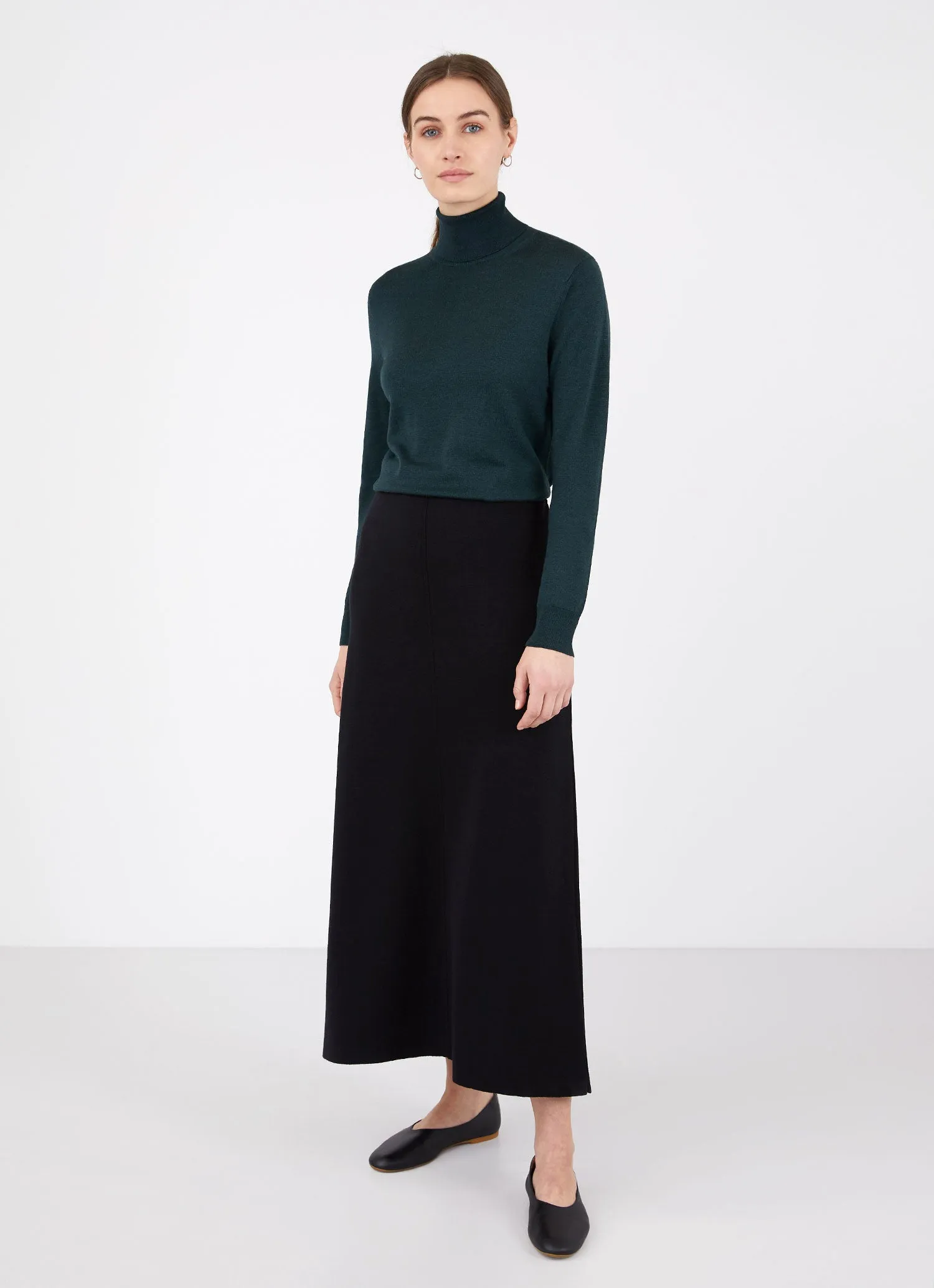 Women's Merino Midi Skirt in Black sold by Sunspel product image thumbnail 3