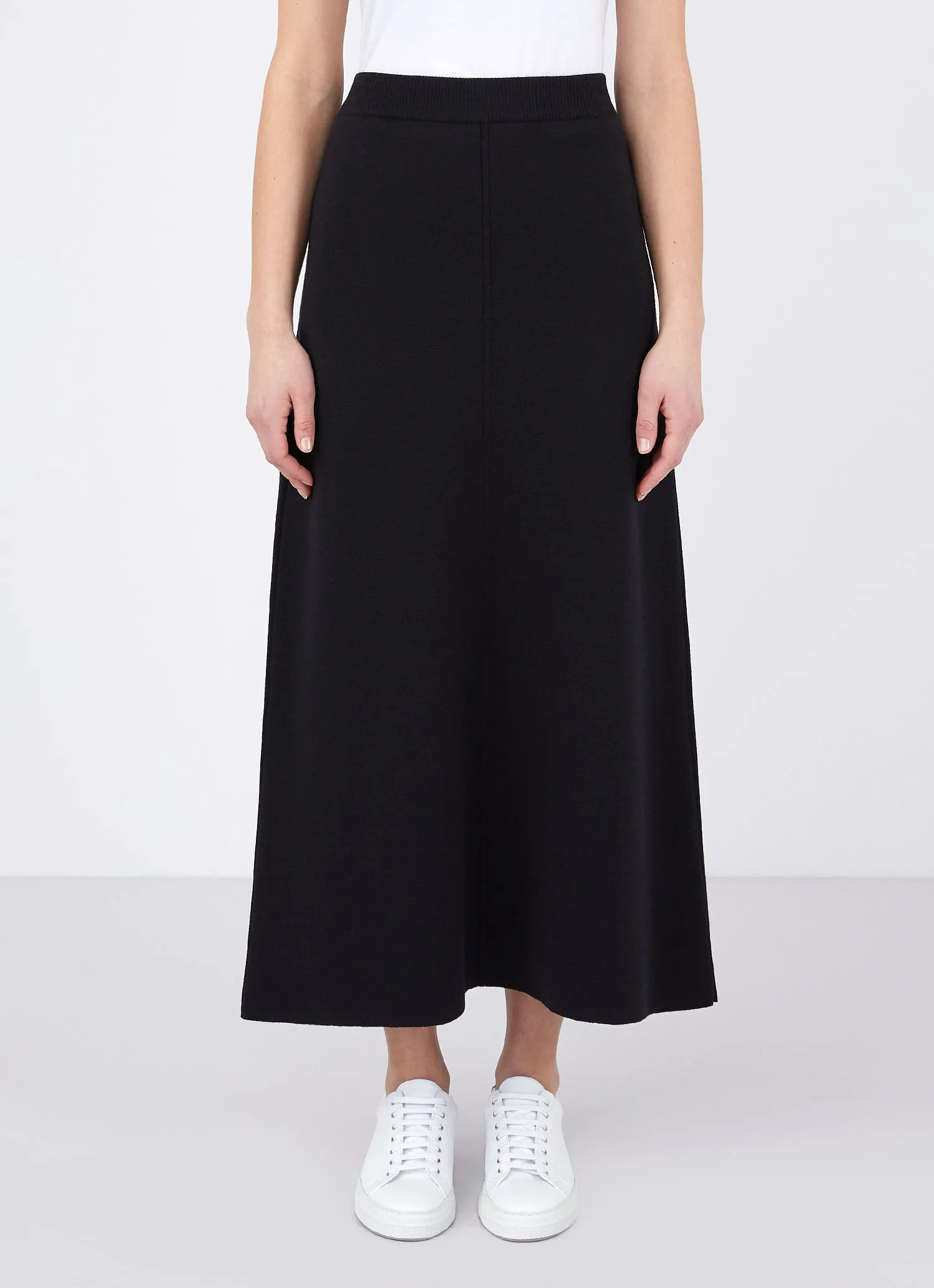 Women's Merino Midi Skirt in Black sold by Sunspel