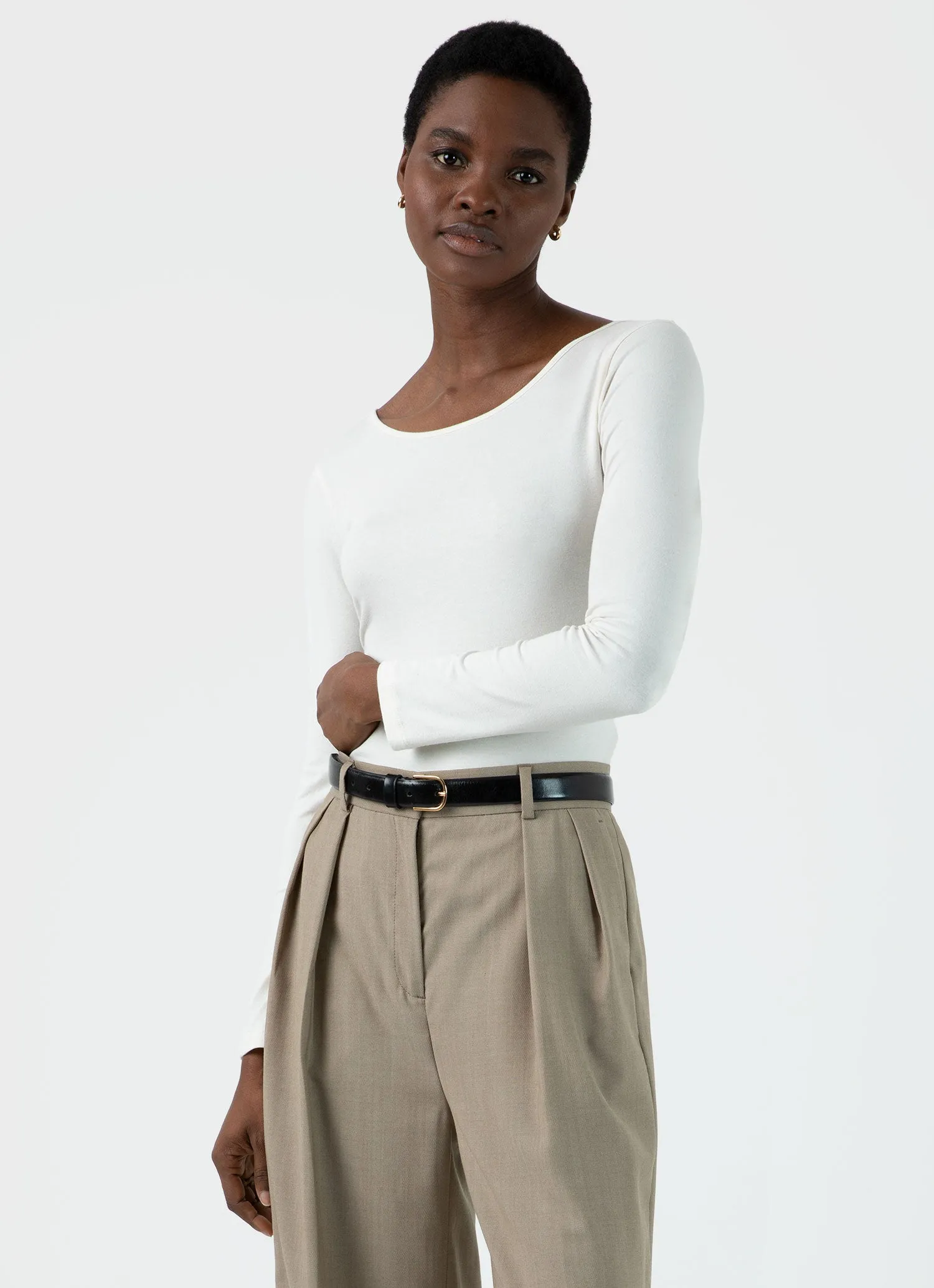 Women's Scoop Back Top in Ecru sold by Sunspel product image thumbnail 2