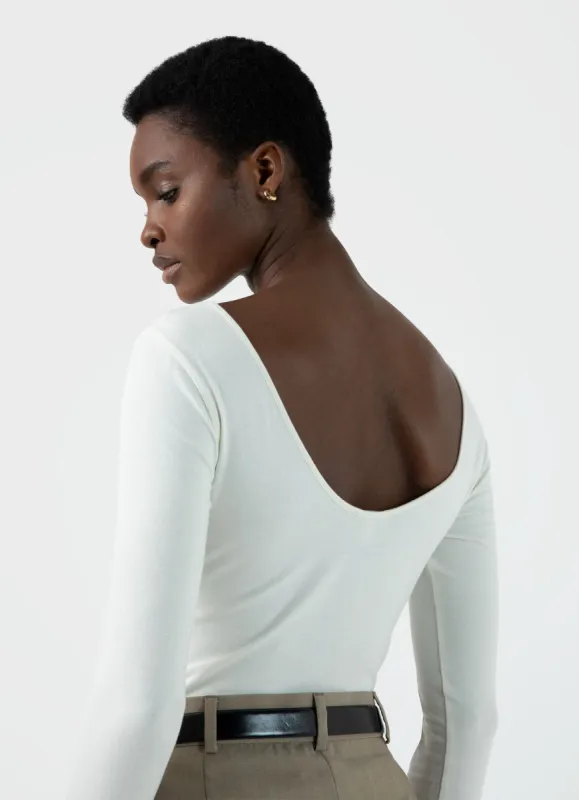 Women's Scoop Back Top in Ecru sold by Sunspel