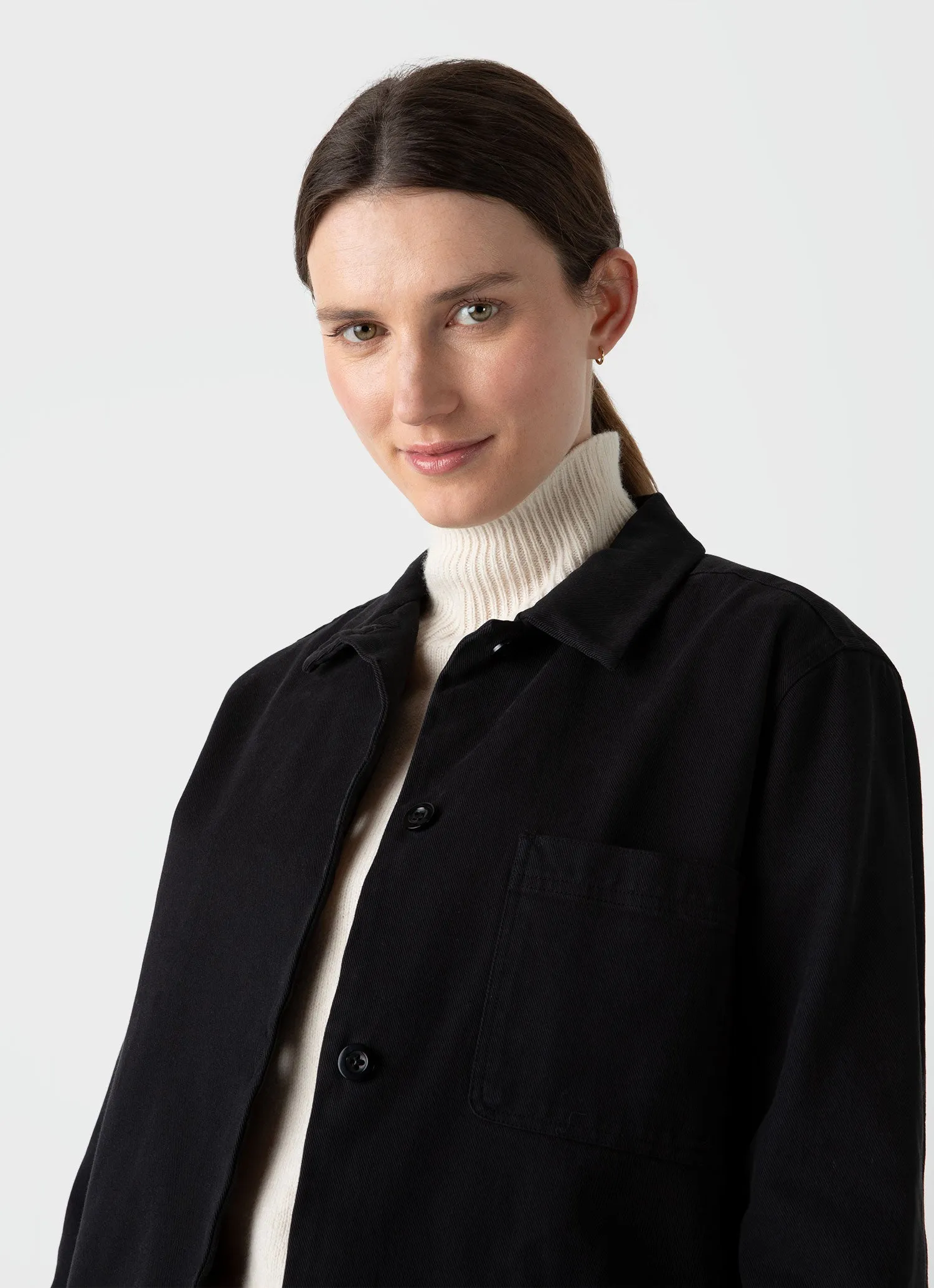 Women's Chore Jacket in Black sold by Sunspel