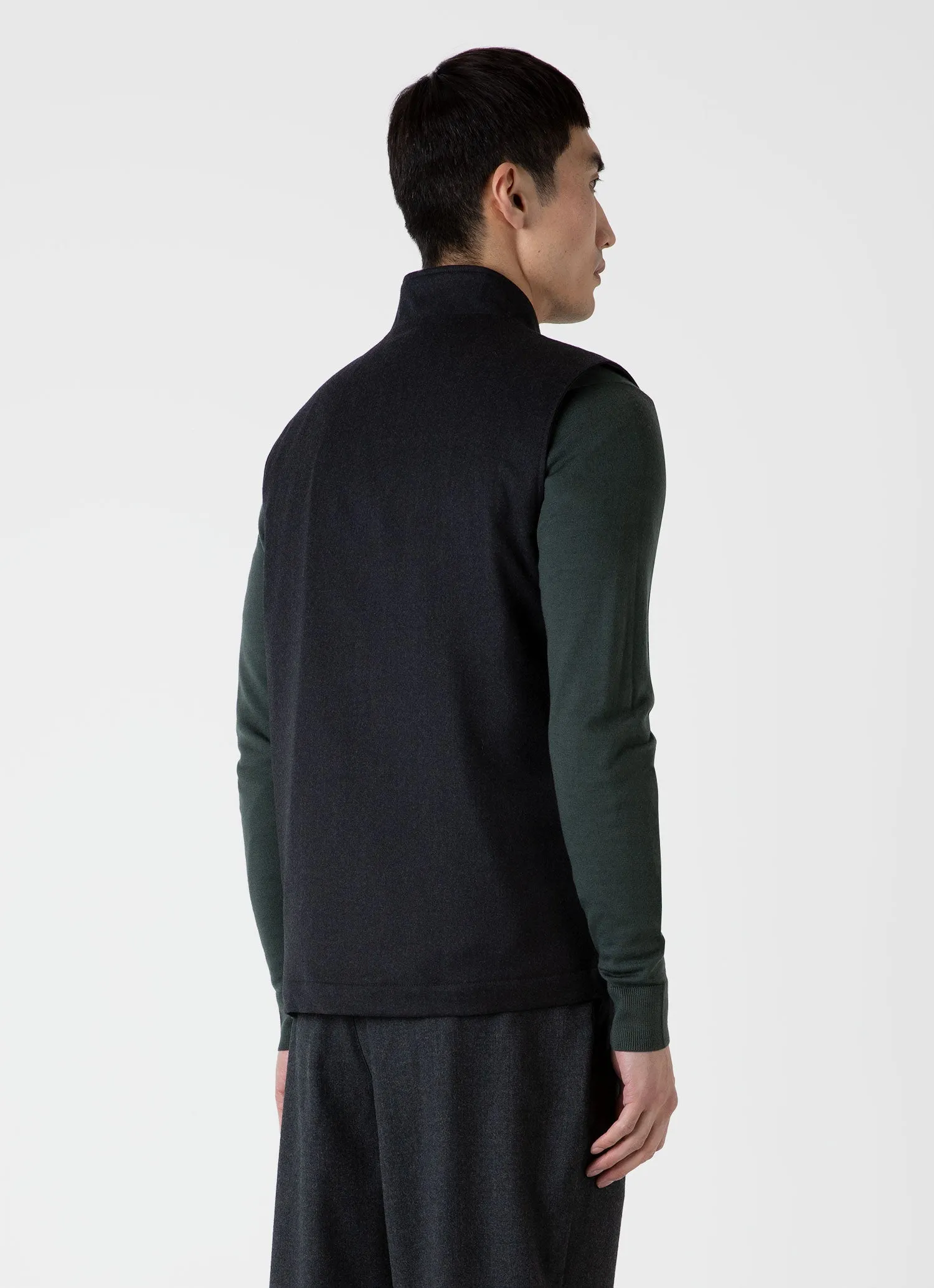 Men's Insulated Wool Gilet in Charcoal Melange sold by Sunspel product image thumbnail 5