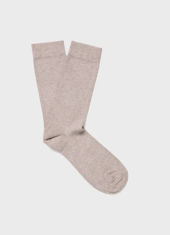 Men's Cotton Socks in Beige Melange sold by Sunspel