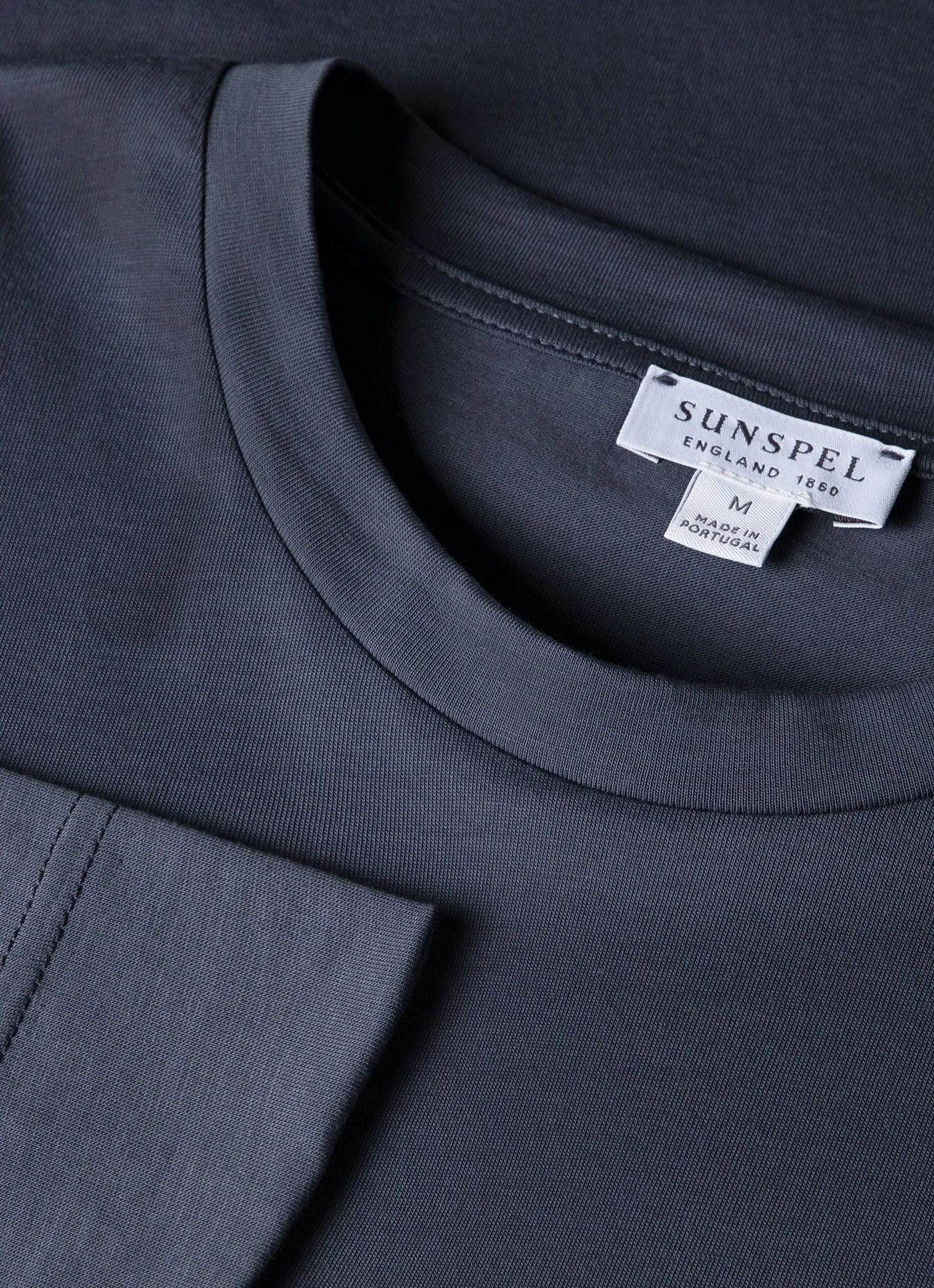 Men's Long Sleeve Riviera Midweight T-shirt in Slate Blue sold by Sunspel product image thumbnail 4