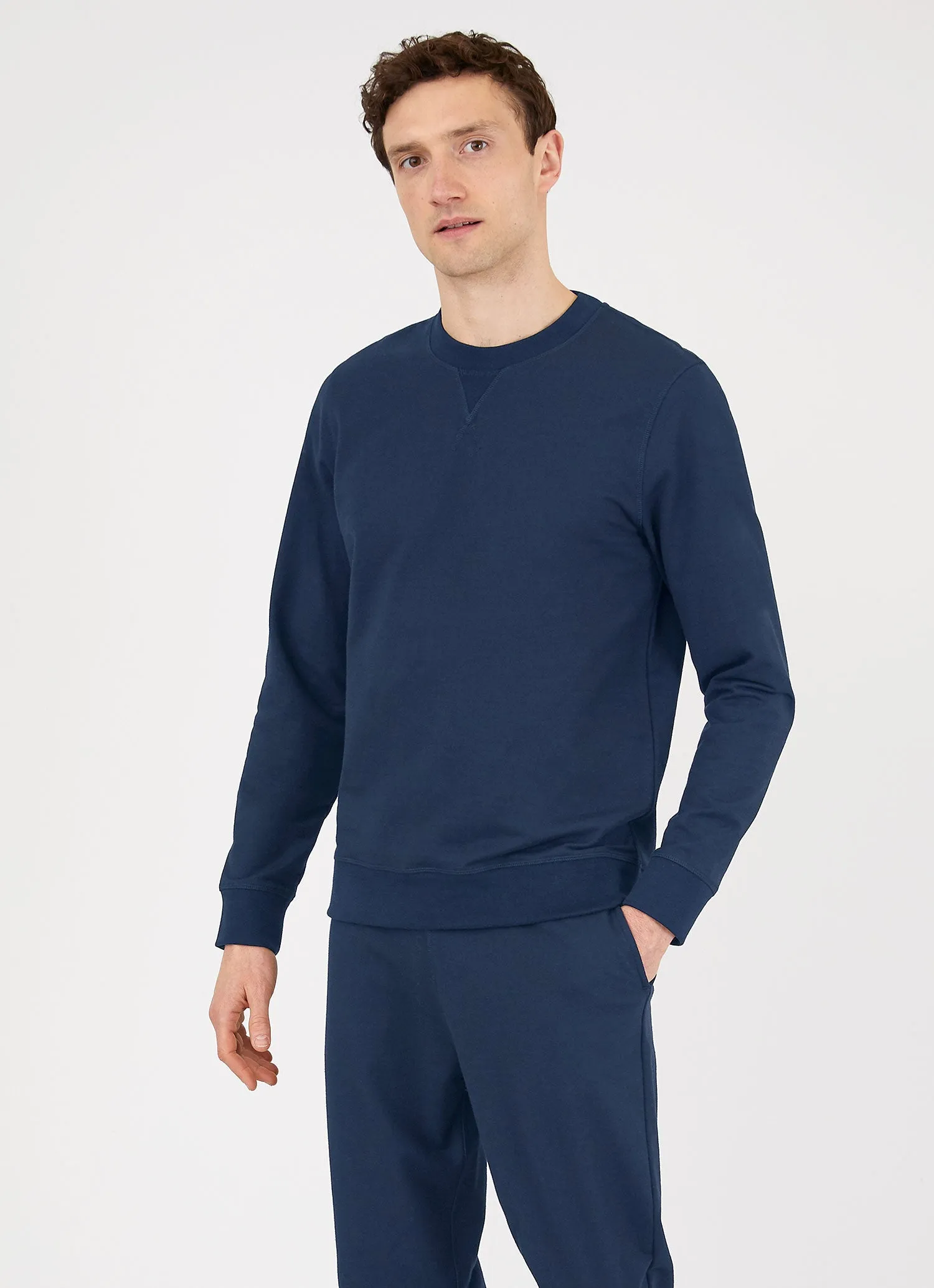 Men's DriRelease Active Sweatshirt in Marine Blue sold by Sunspel product image thumbnail 2